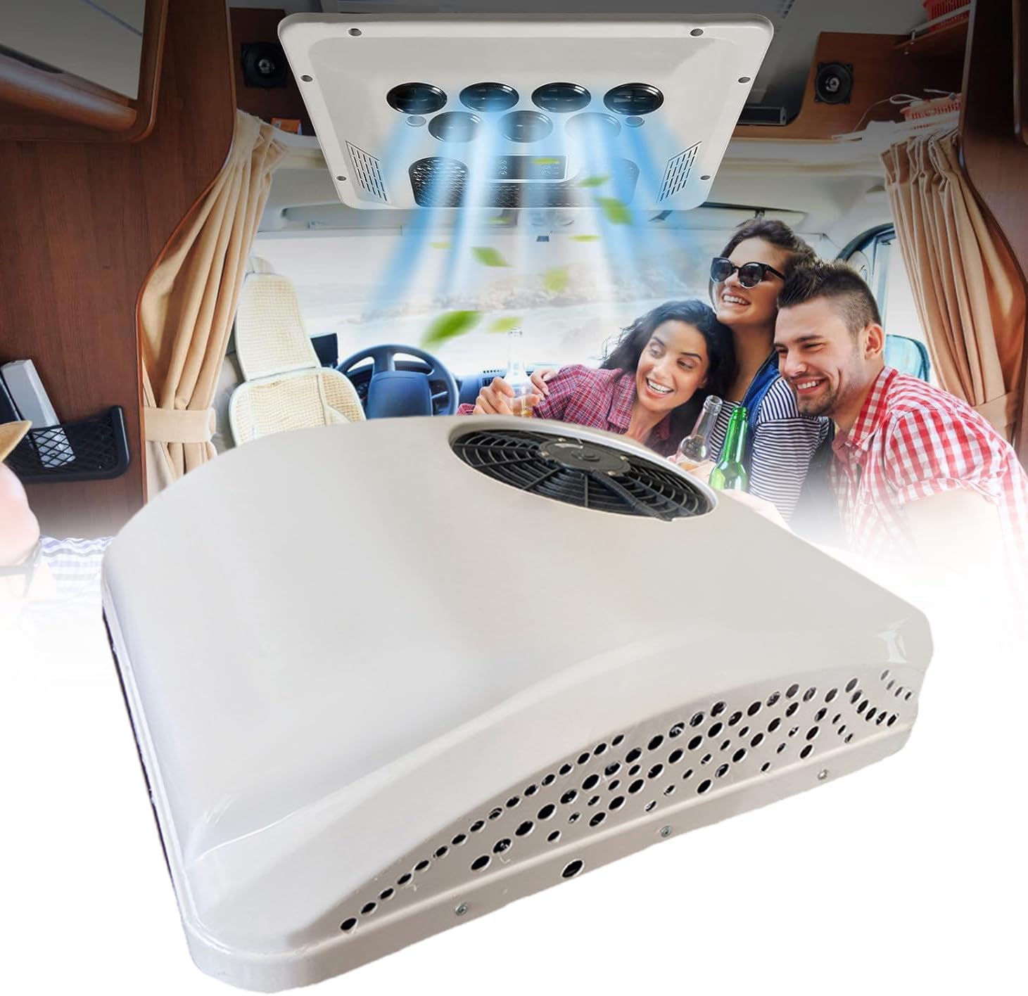 Rv Air Conditioning 12V/24V Rv Roof Air Conditioner for Trucks, Motorhomes, and Caravans - Efficient Heating and Cooling for Comfortable Travel in Trailers and（12v）