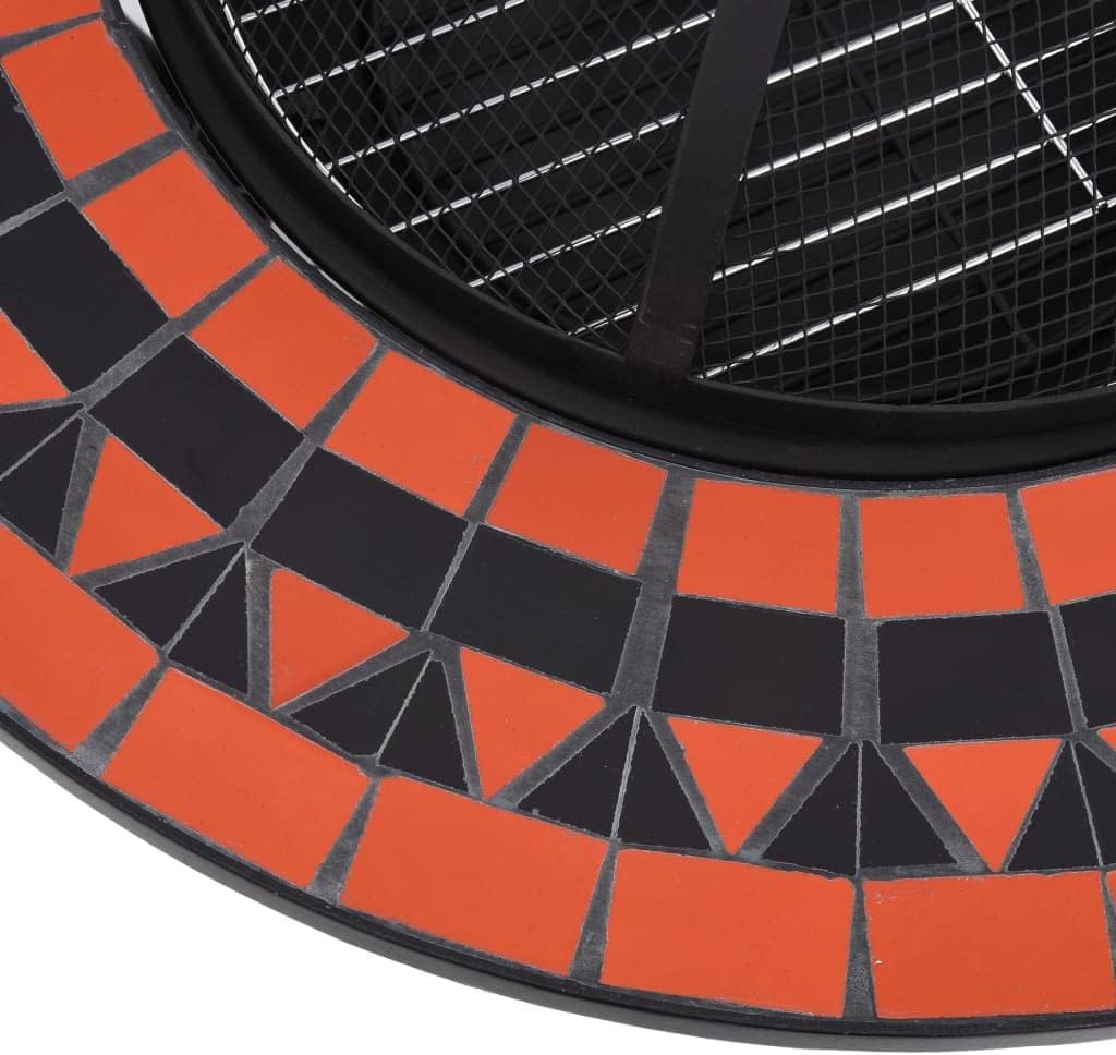 Mosaic Fire Pit Table, Outdoor Patio Wood Burning Fireplace, 26.8