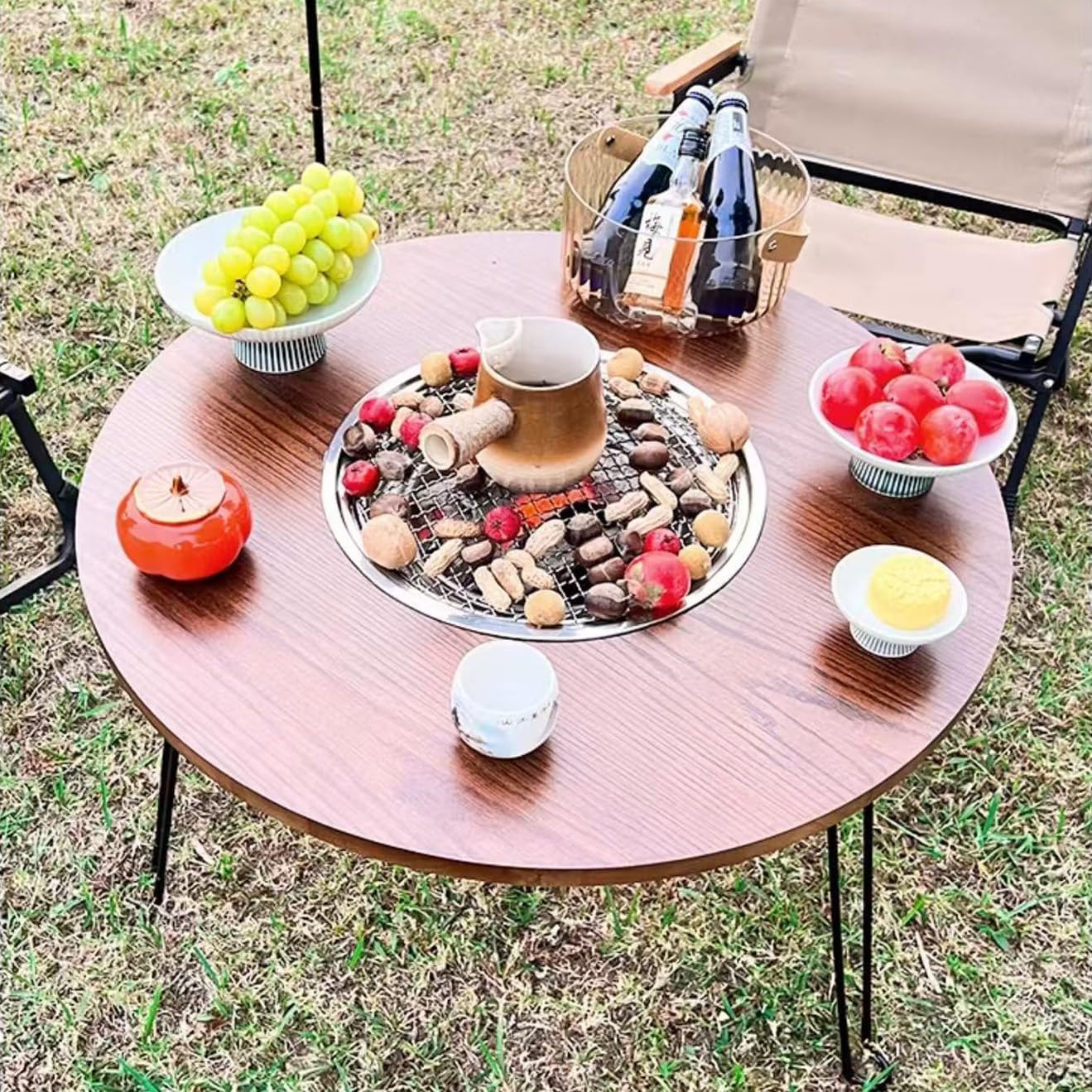 Portable Small Patio Table BBQ Table, Fireside Tea Table, Outdoor Wood-Burning fire Pit. Portable fire Pit is Suitable for All Seasons, Home, Outdoor Activities and Camping.