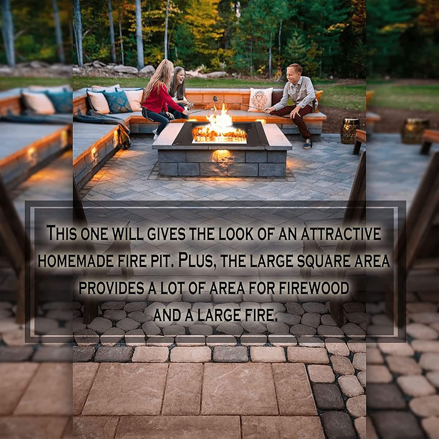 Simond Store Square Fire Pit Ring Insert - Powder Coated 2MM Carbon Steel 29