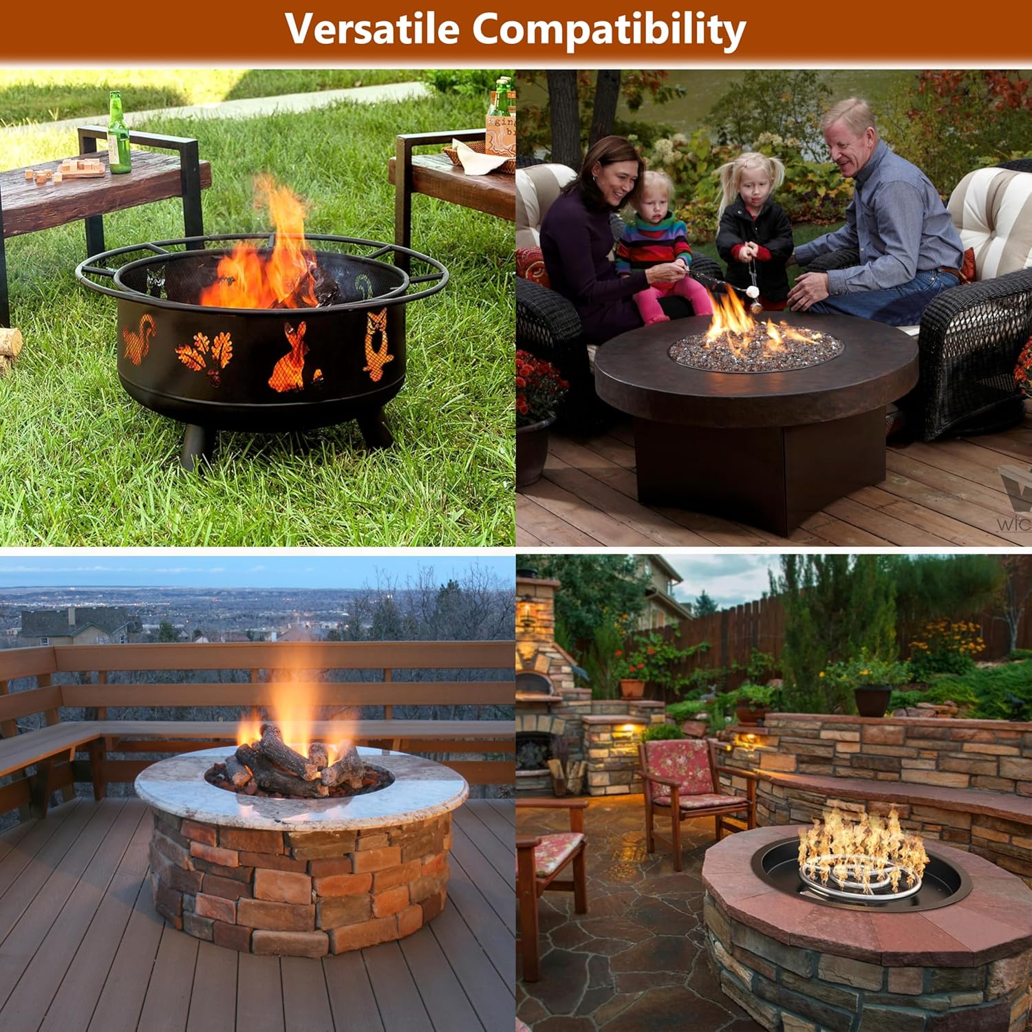 22” firepit lid Round for Inside up to 20” Gas fire Pit lid for Outdoor Fireplace Cover Lid Steel fire Pit Metal Cover W/ 2 Wooden Handles & Heat Resistant Snuffer Lid for Round Patio Fire Pit Ring