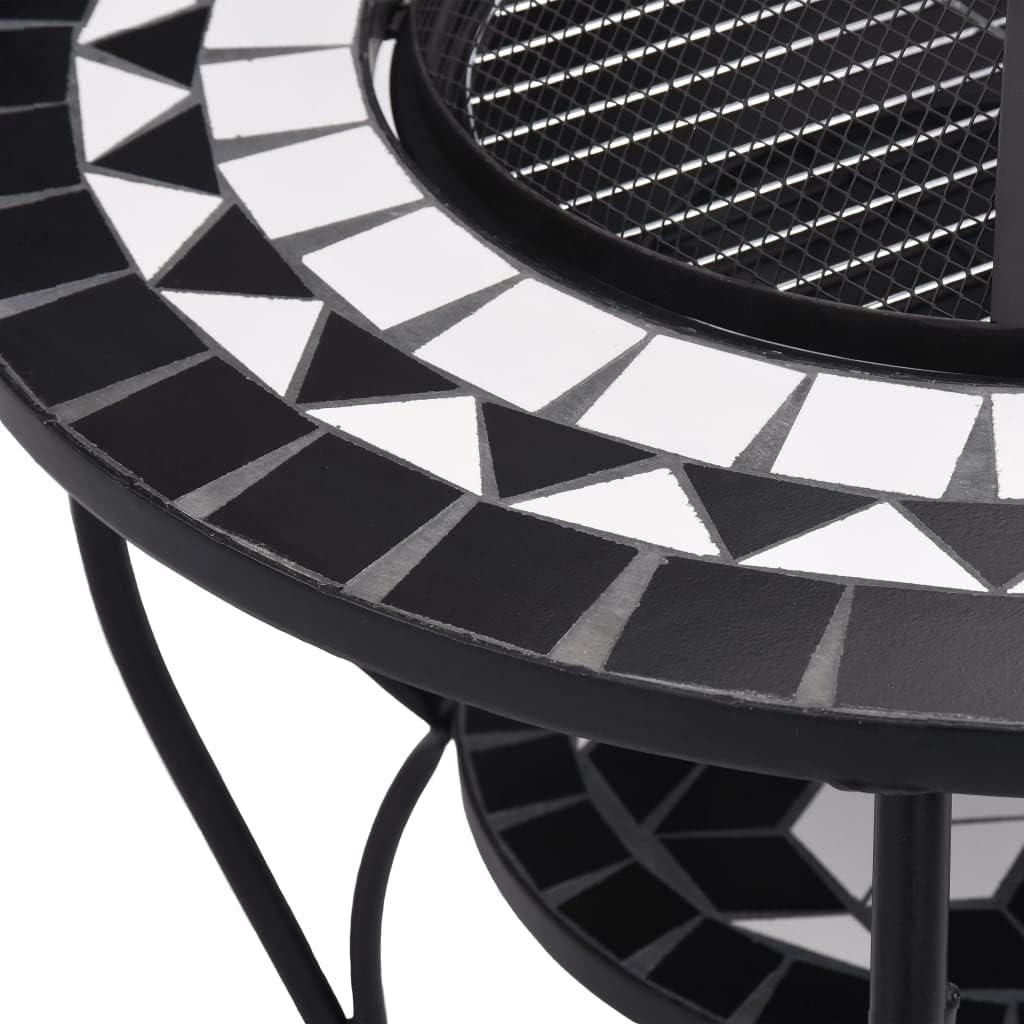 Mosaic Fire Pit Table Black and White 26.8