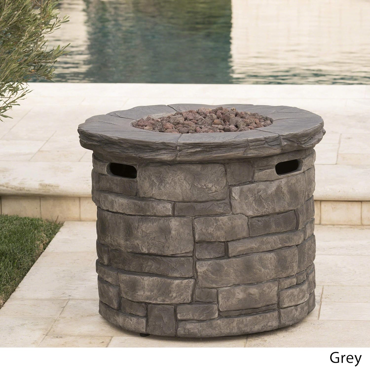 Christopher Knight Home Angeles Outdoor Circular Fire Pit - 40,000 BTU, Grey