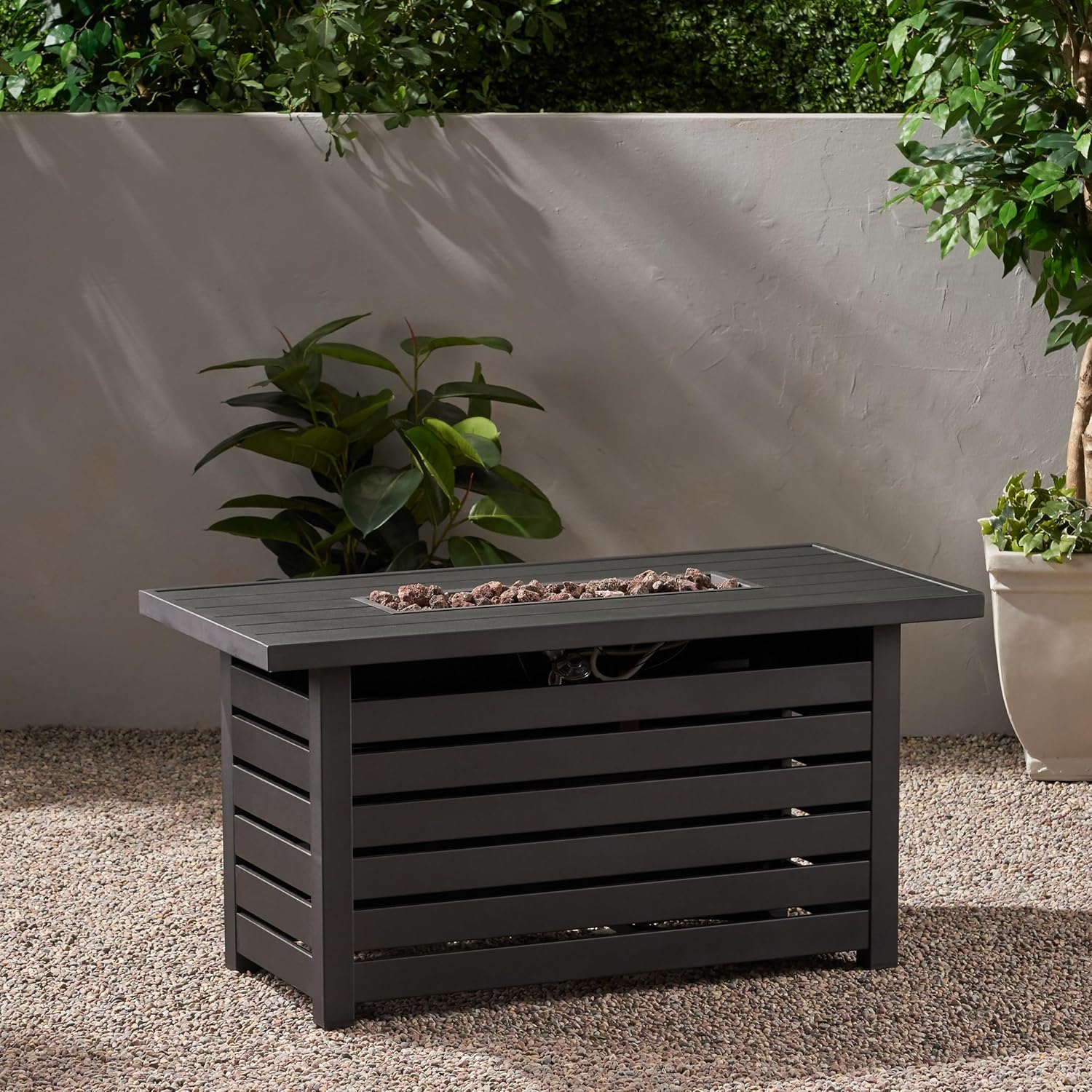 Outdoor Fire Pit, 30000 BTU Propane Fire Pit with Volcanic Rock and Rain Cover, 47