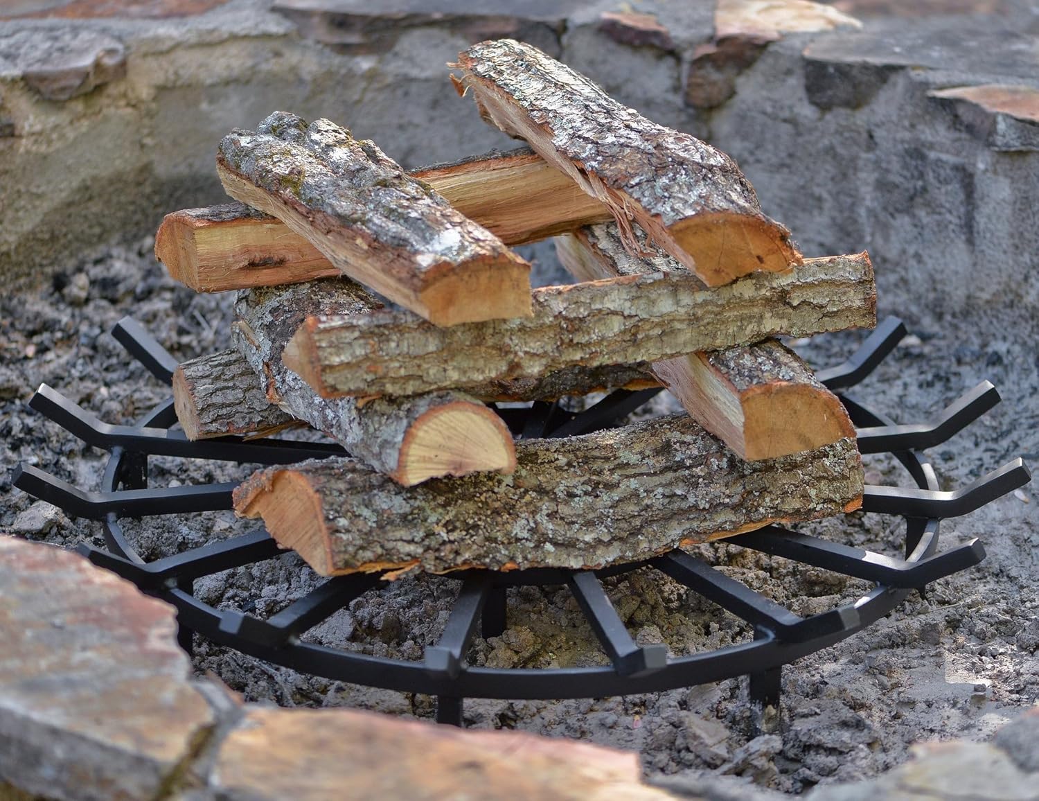 SteelFreak Super Heavy Duty Wagon Wheel Firewood Grate for Fire Pit - Made in The USA (60 Inch)