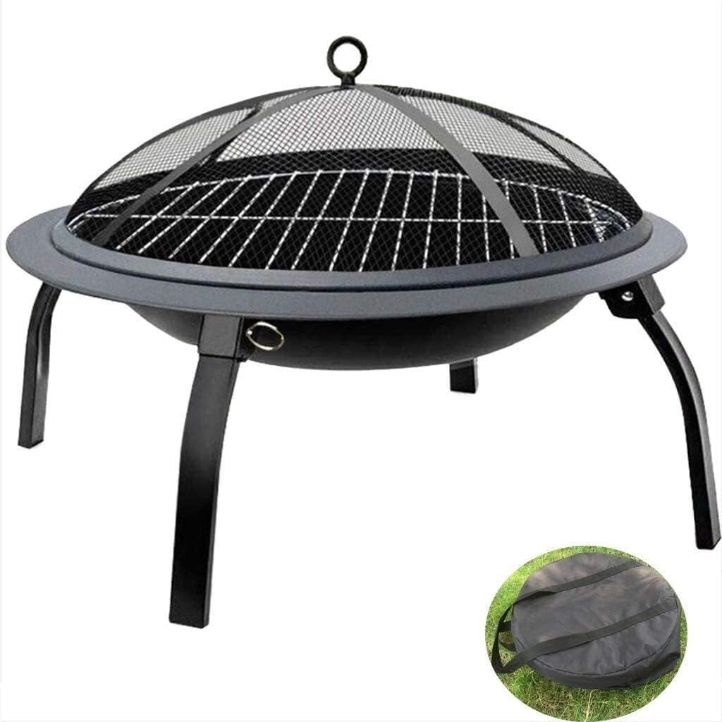 Fire Pits Outdoor Wood Burning Outdoor Fire Pit - 42 Inch Large Bonfire Wood Burning Patio & Backyard Firepit for Outside with Round Spark Screen with Cover BBQ Cooking for Outside Camping Backyar