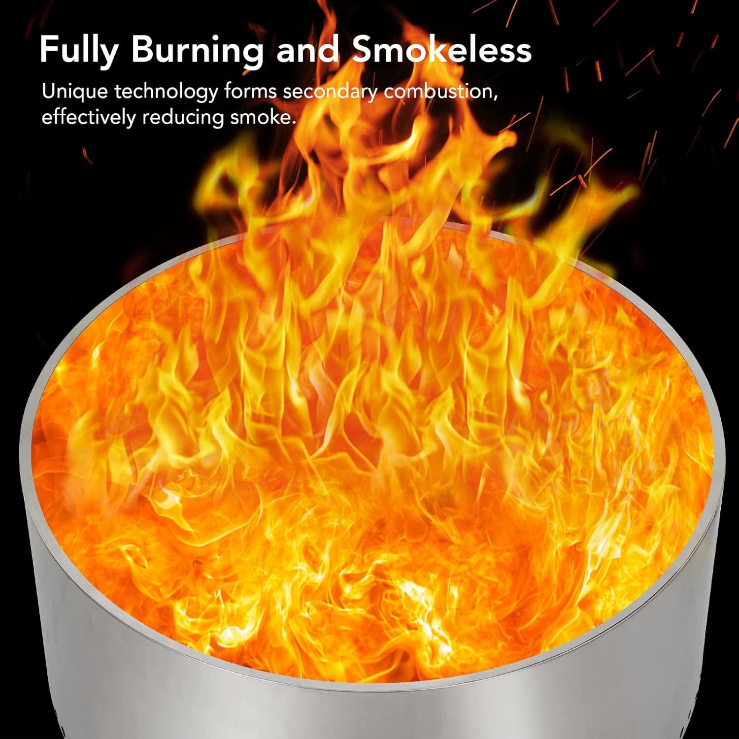 Portable Stainless Steel Outdoor Firepit with Air Switch - Ideal for Camping, Patio, Garden Fireplace - Wood Burning with Removable Stand and Ash Pan