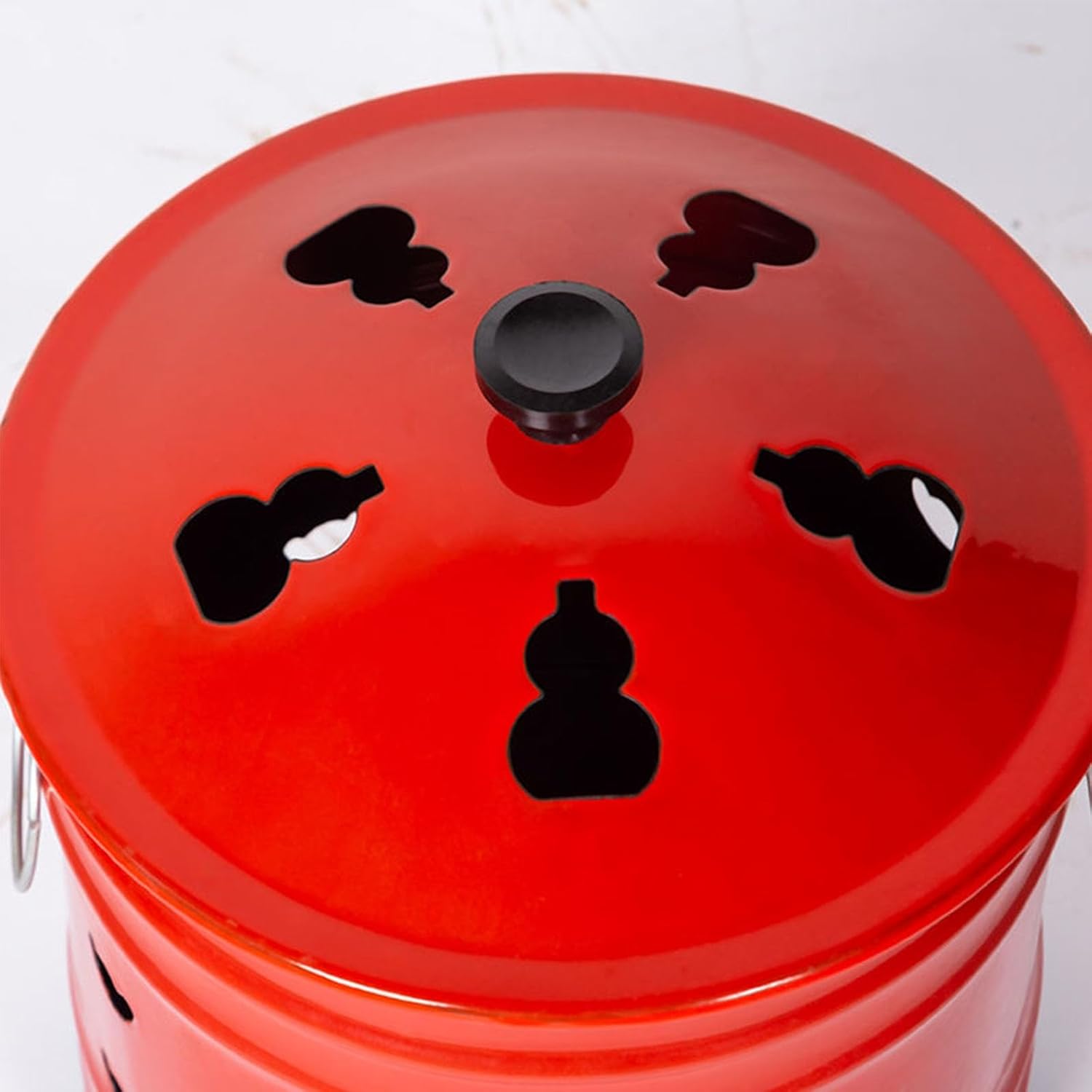 9.4'' Paper Burner Incinerator Burn Barrel with Lid Enamel Fire Pit Burn Barrels for Outsidefor Burning Trash Burn Cage with Handle for Home and Garden.(32x32CM/12.6x12.6IN)