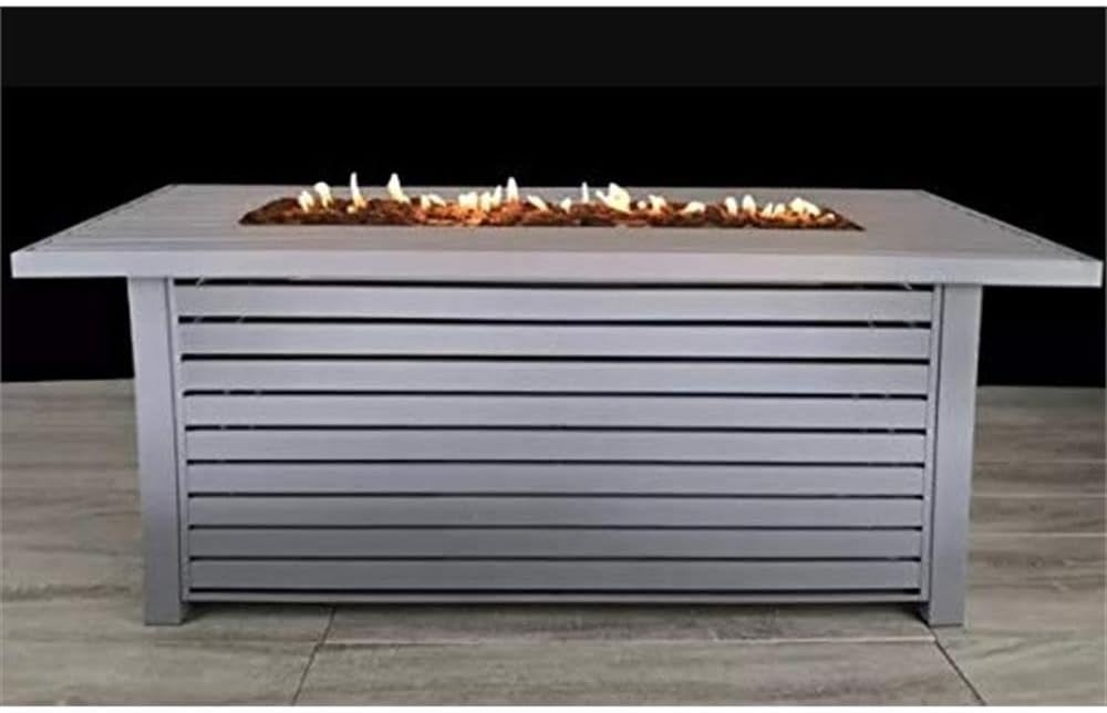 Living Source International Metal Propane/Natural Gas Fire Pit Table in Gray