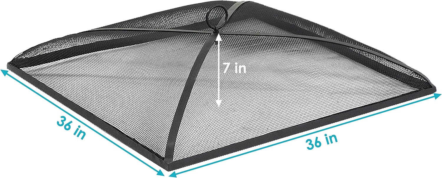 Sunnydaze Heavy-Duty Steel Mesh Fire Pit Spark Screen Cover - Outdoor Fire Pit Screen Cover - Square - Black - 36-Inch