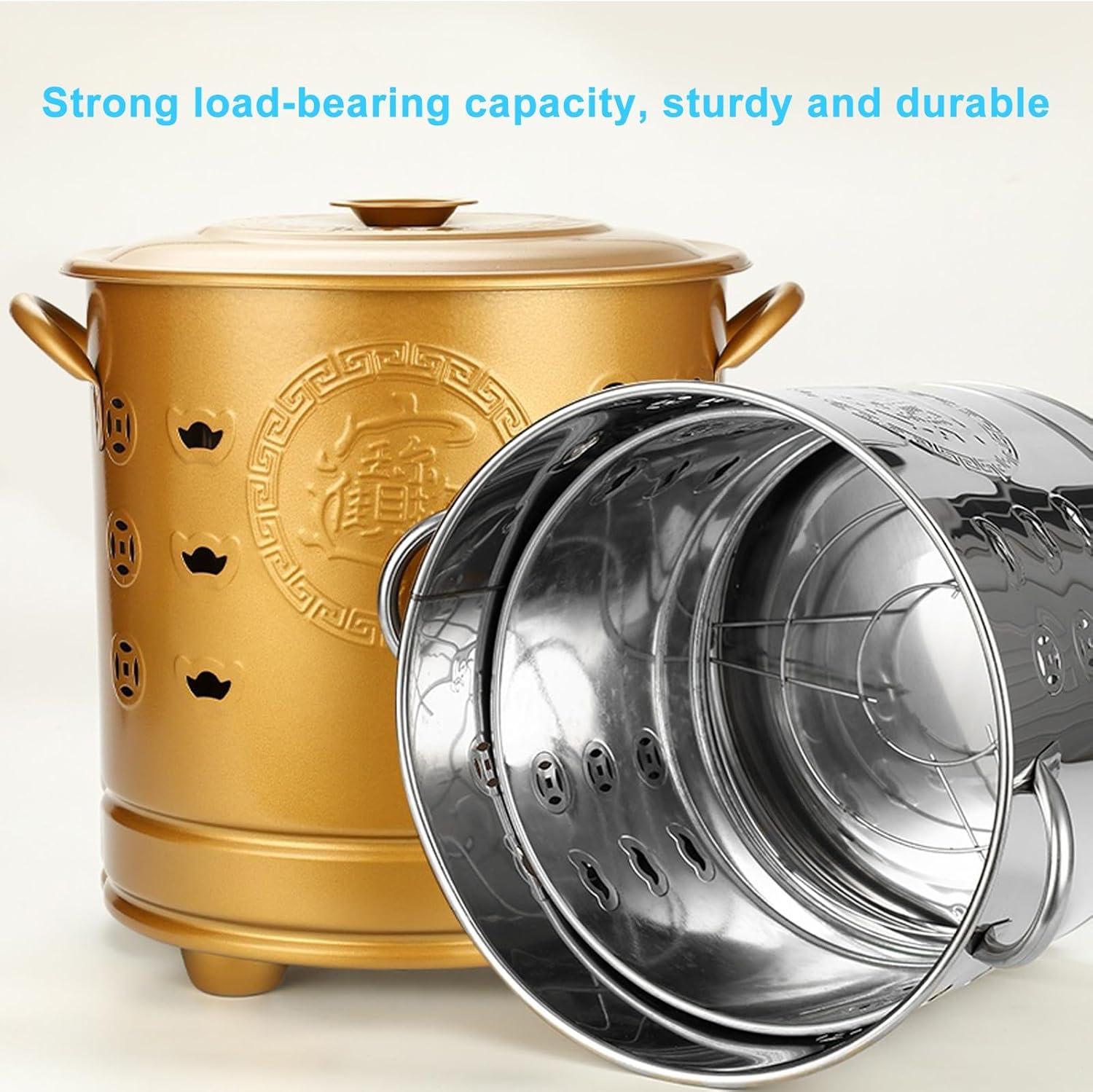 Burn Barrels for Outside for Burning Trash, Firepits, Including Grid Frame, Fire Hook, Liner, for Leaves Trash Camping Bonfire(Red,26cm/10in)