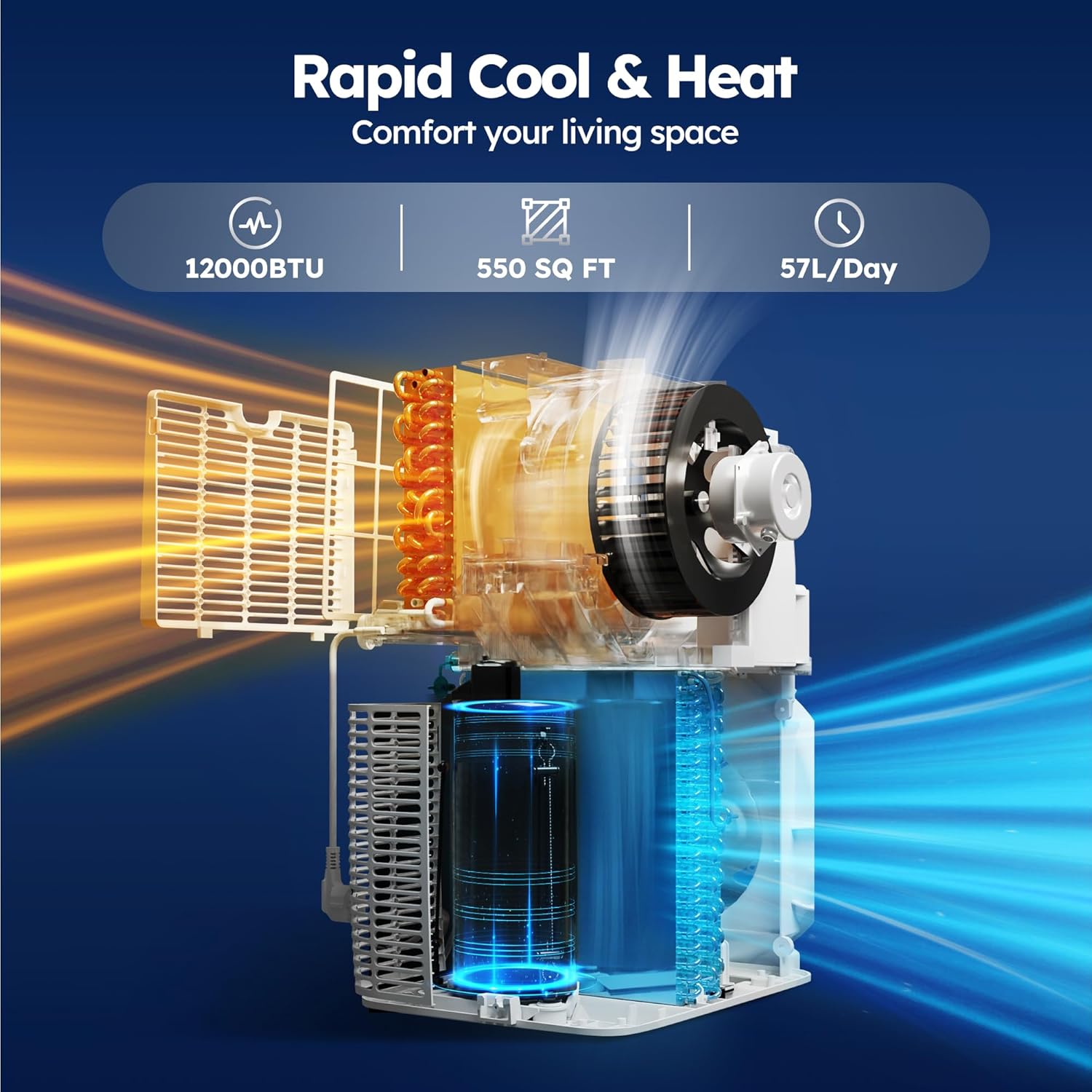 12,000 BTU Smart Air Conditioner with Heat, 4 Modes 3 Speeds Portable AC Unit with APP, Fast Heating/Cooling/Dehumidifier/Fan Mode/Remote Control/24Hrs Timer for Bedroom/Dorms/Office