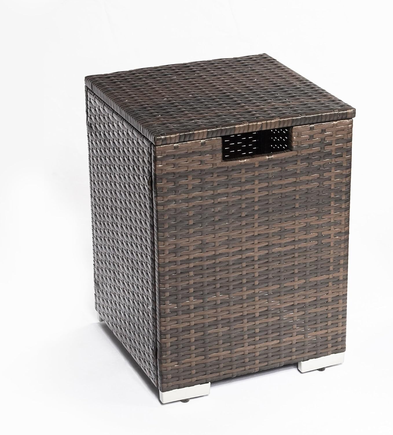 16 in Rattan Propane Tank Cover Gas Outdoor Fire Pit Brown Square