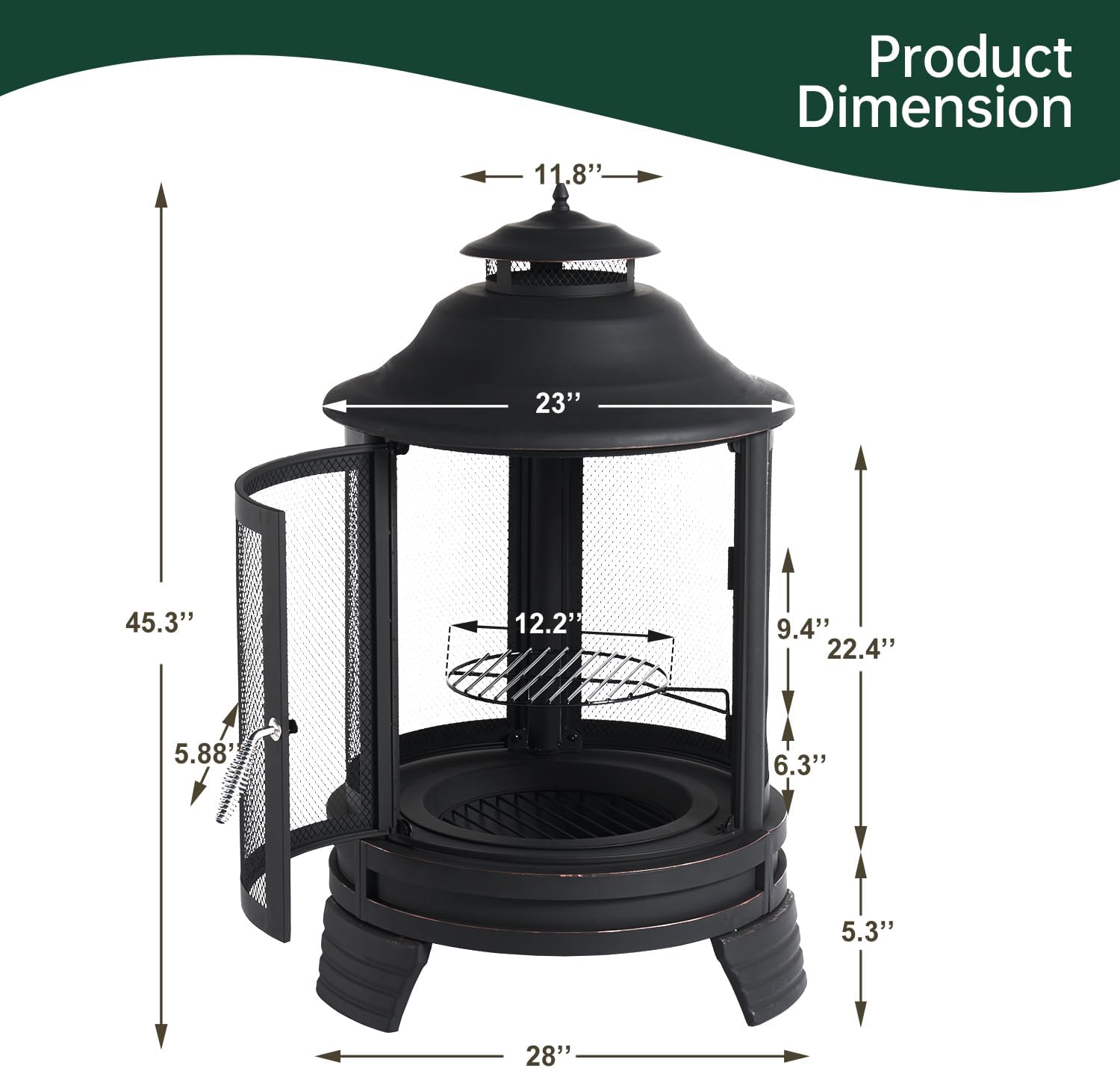 oneinmil 13-Piece Outdoor Furniture Set, with Large Fire Pit Chiminea, 2 in 1 Fire Pit for Outdoor, Wicker Rattan Sectional Conversation Set, and Coffee Table