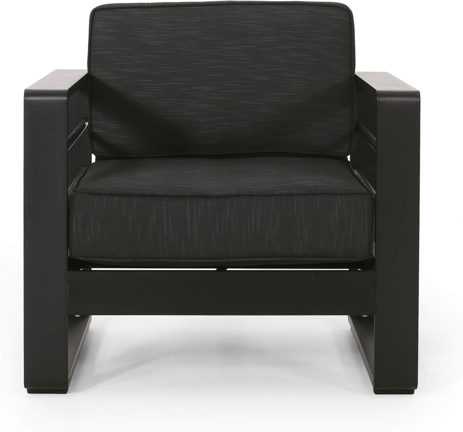 Christopher Knight Home Cheney Bay Outdoor Aluminum 4 Seater Chat Set with Fire Pit, Black, Gray, and Dark Gray