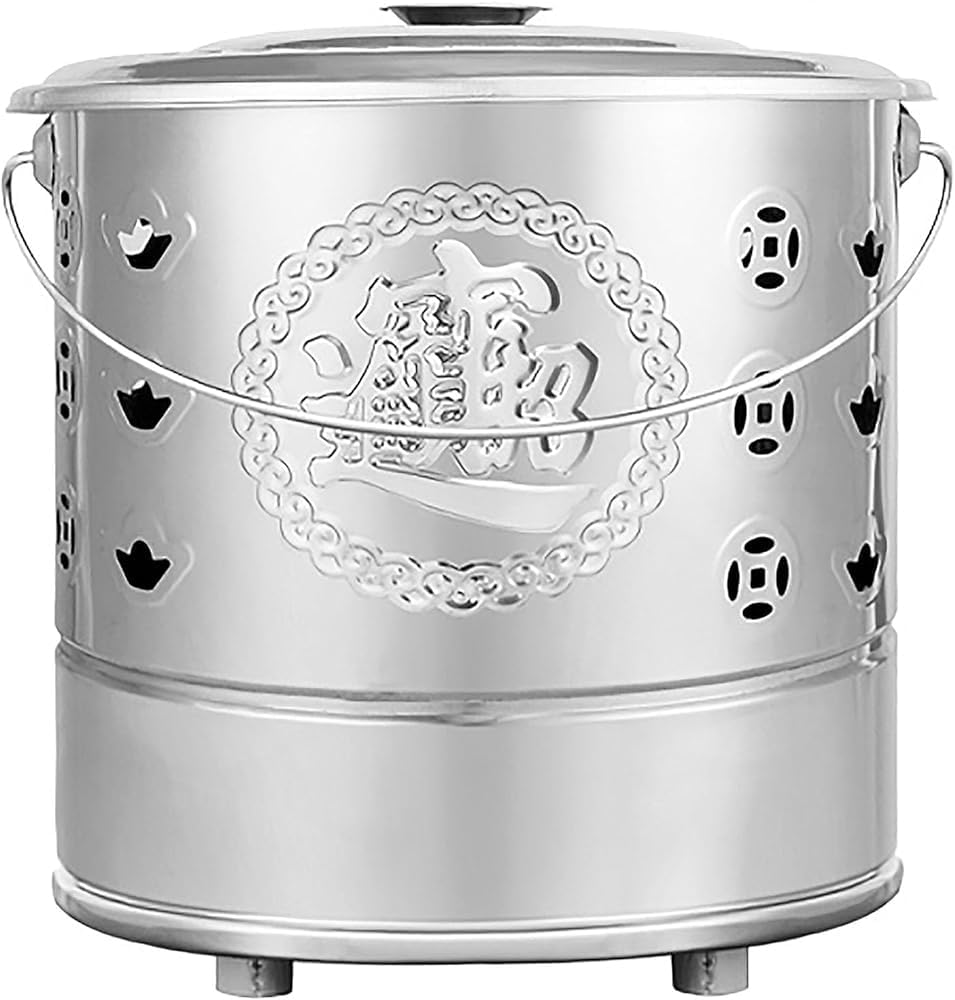 Burn Barrel for Paper Leaf Trash Wood Backyard Bonfire, Outdoor Metal Fire Pits with Lid & Hooks Yard Waste Incinerator Burning Waste