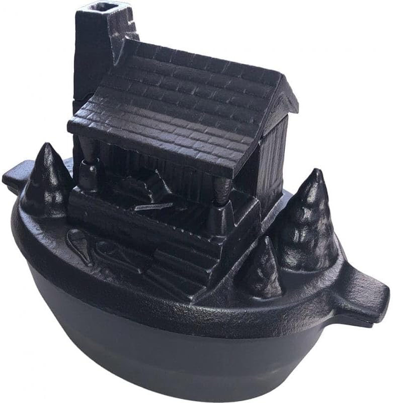 John Wright Log Cabin Cast Iron Steamer – Porcelain-Coated Wood Stove Humidifier - 3 QT