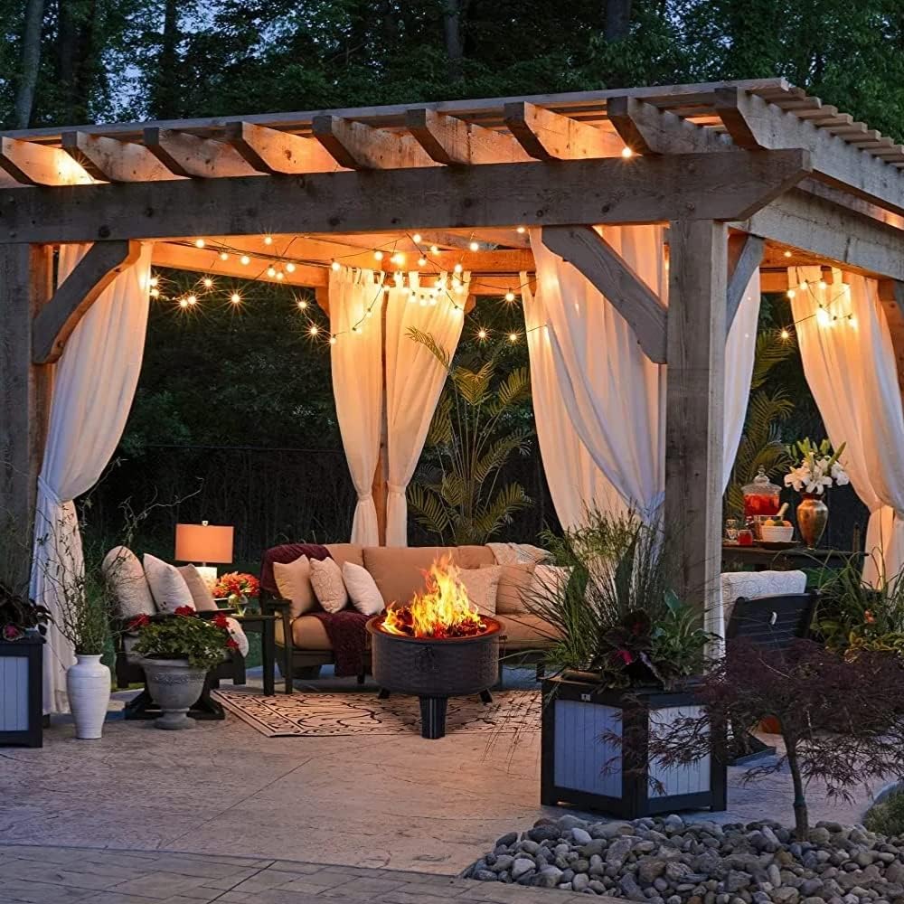 OCMC 26 Inch Fire Pit Wood Burning Bonfire Pit with Spark Screen for Patio Camping Backyard Deck Picnic Porch