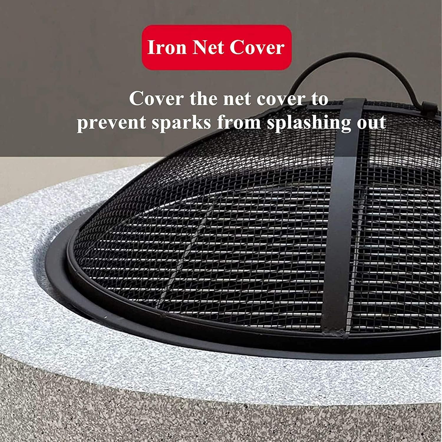 Large Fire Pits Bowl BBQ Grill Firepit, Wood Burning Barbecues Grills w/Mesh Screen Spark Protector & Lift Hook, Smoker BBQ Grill