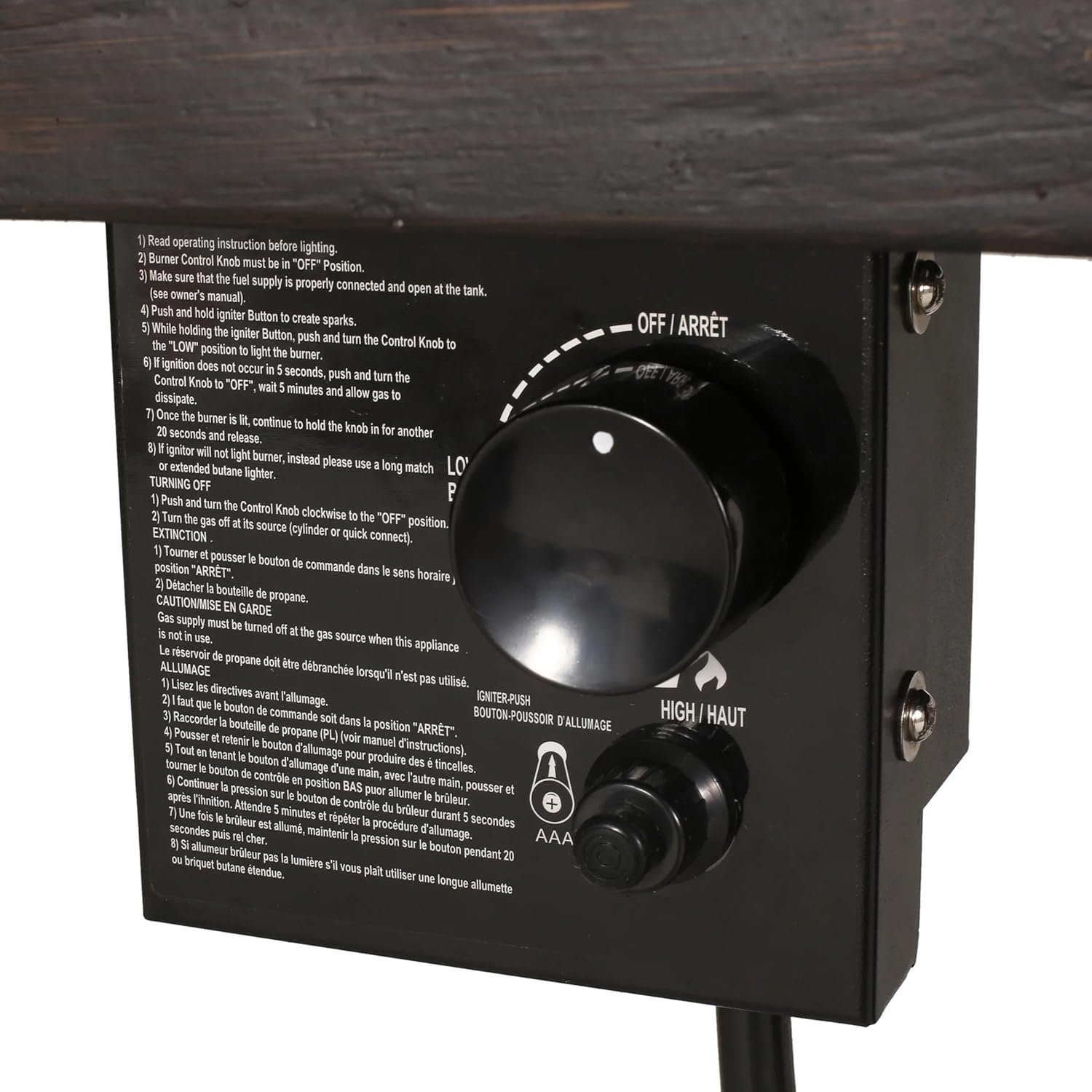 Outdoor 40,000 BTU Fire Pit Dining Table (Tank Cover not Included), Antique Teak