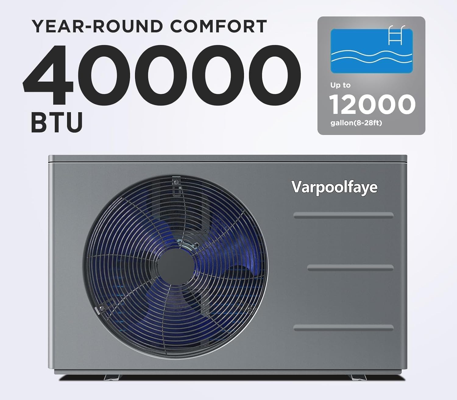 40000 BTU Pool Heater for Above Ground Pool,12000 Gallons Electric Pool Heater for Inground Pool,WiFi Control,Heating and Cooling Pool Heat Pump 220V 60HZ
