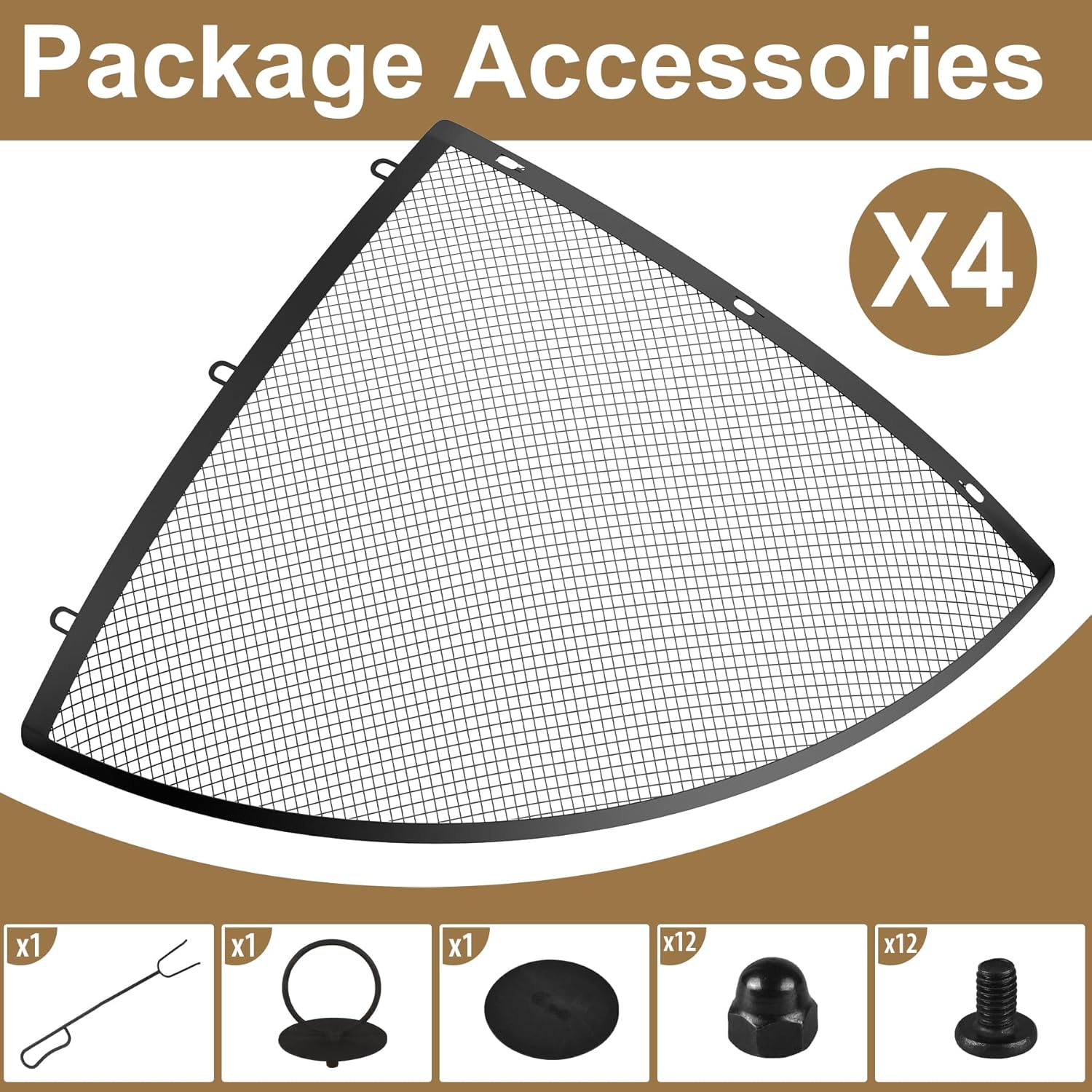 Fire Pit Spark Screen,36inch Heavy Duty Foldable Fire Pit Cover,Outdoor Round Fire Pit Mesh Screen with Top Lid, Handle&Poker, for Outdoor,Backyard,Patio,RV Camping,Beach