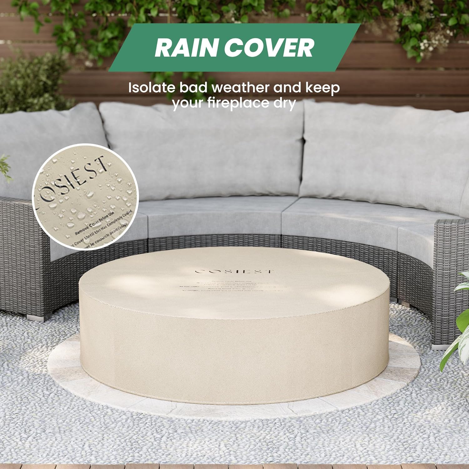 COSIEST 2-Piece Outdoor Propane Firepit Table Set w Tank Table, 42 inch Dark Fire Table Certified, 50,000 BTU w Bronze Round Base,Wind Guard and 16 inches Tank Side Table 20lb for Garden,Pool