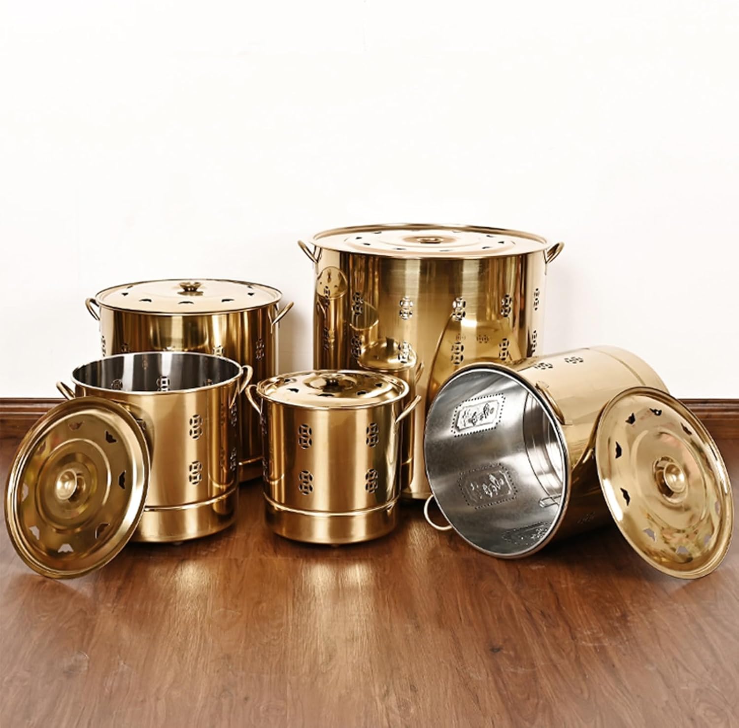 Burn Barrel Stainless Steel Fire Pit Paper Burner Yard Waste Incinerator Burn Barrels for Outside for Burning Trash Burn Cage for Garden Paper Leaf Trash Wood Backyard Bonfire.(BronzeG-Medium-40x40CM/