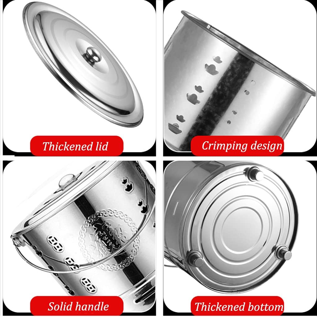 Stainless Steel Burn Barrel Fire Pit Incinerator Cage for Paper Leaf Trash Wood Backyard Bonfire, Silver, 32x35cm (Silver 32x35cm)