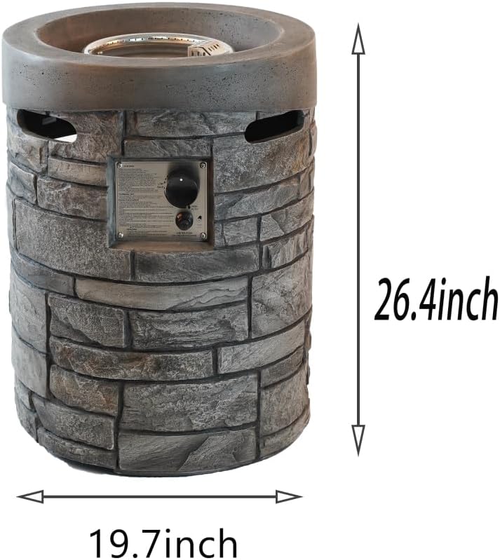 20 Inch Round Outdoor Gas Fire Pit with 32000 BTU Output, Lava Stones & Weather Cover, Magnesium Oxide Finish for Patio or Backyard