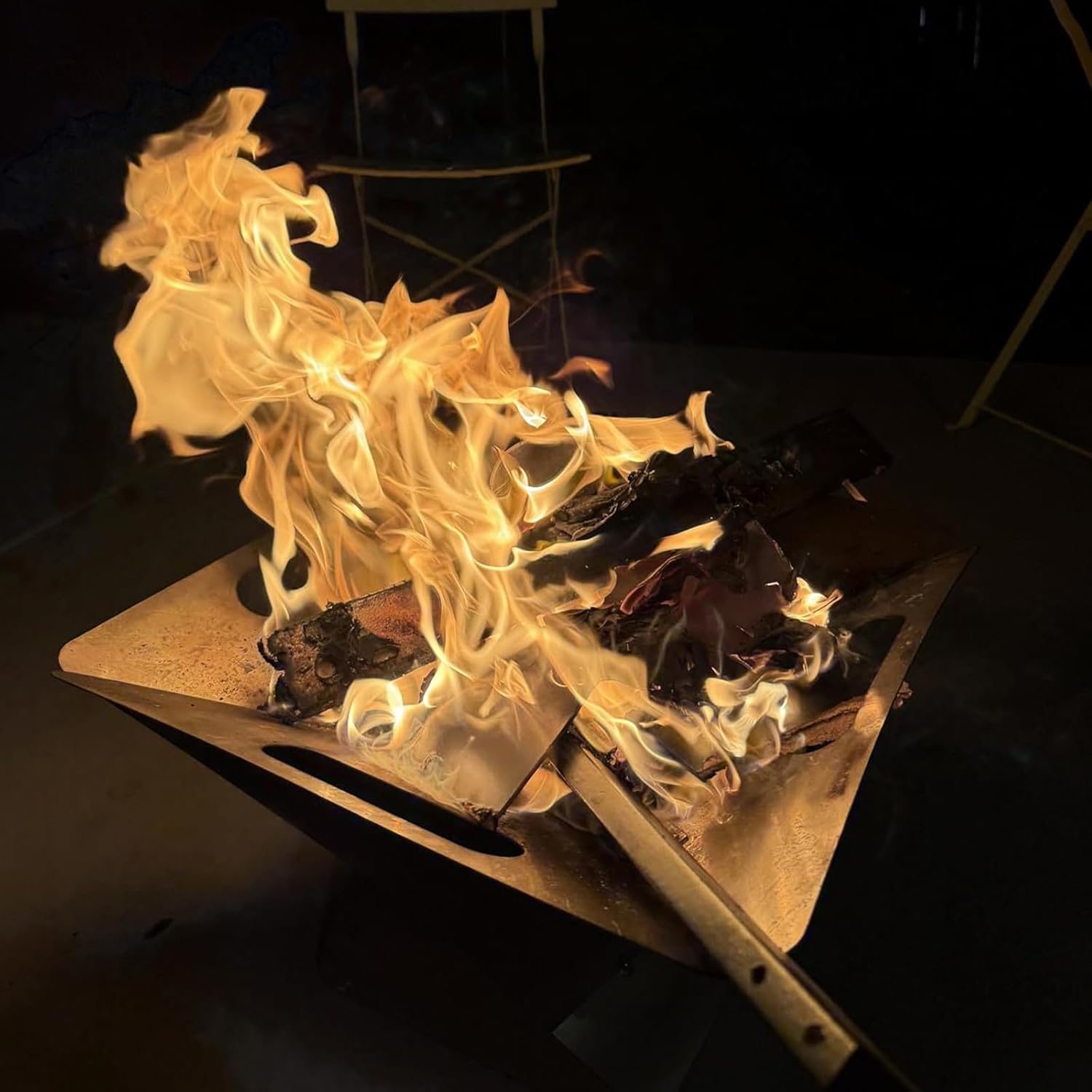 Foldable Portable Fire Pit - Stainless Steel Camping Fire Bowl with 304 Steel Grill Net & Heat-Resistant Gloves - Compact Bonfire Pit for Outdoor BBQ, Patio, Garden & Camping, 16.54 Inch