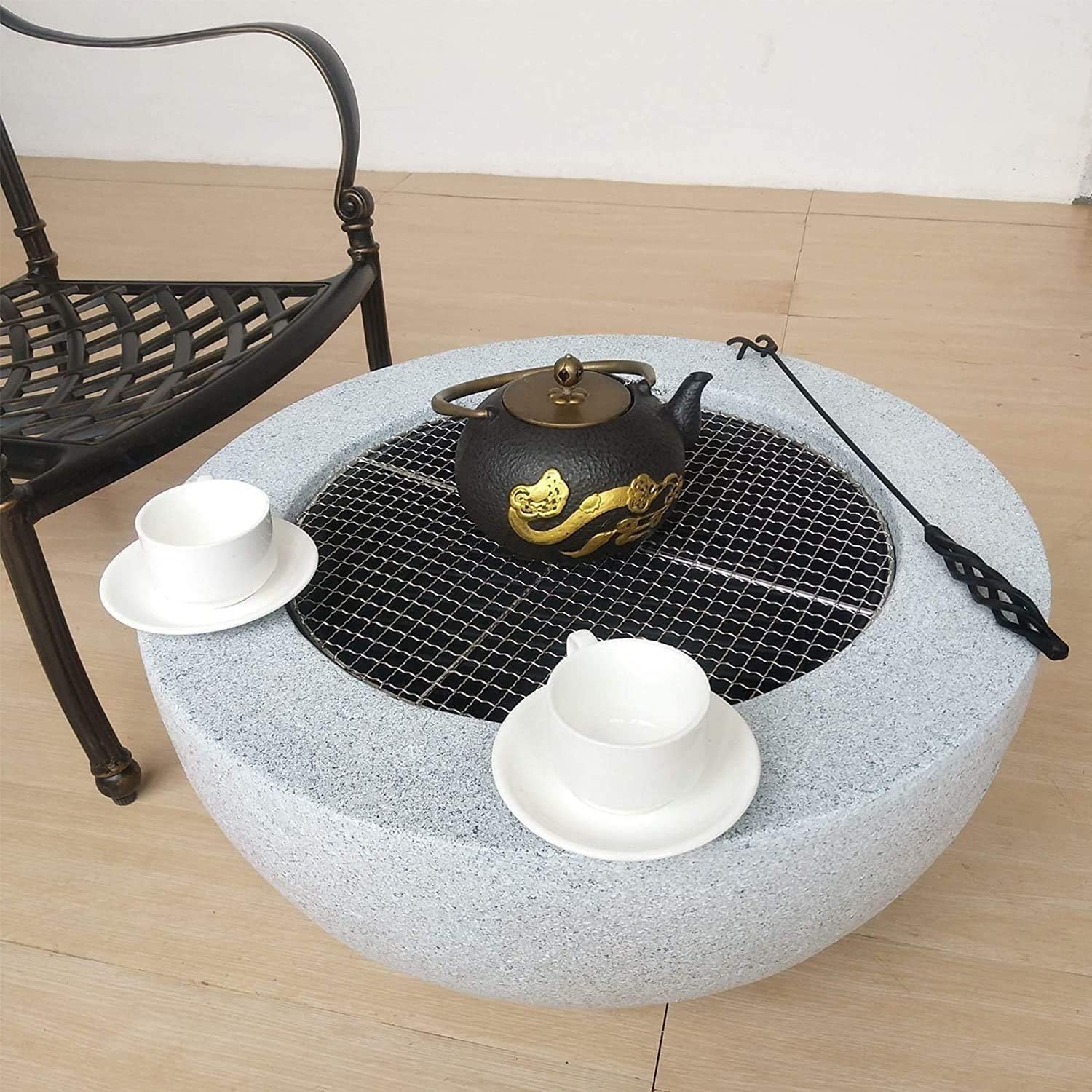 Fire Pits Outdoor Wood Burning Outdoor Fire Pits Fire Pit Bowl, Magnesium Oxide Material for Outdoor Garden Fire Pit Heating/Barbecuing,Garden Patio Brazier with Cover BBQ Cooking for Outside Camping