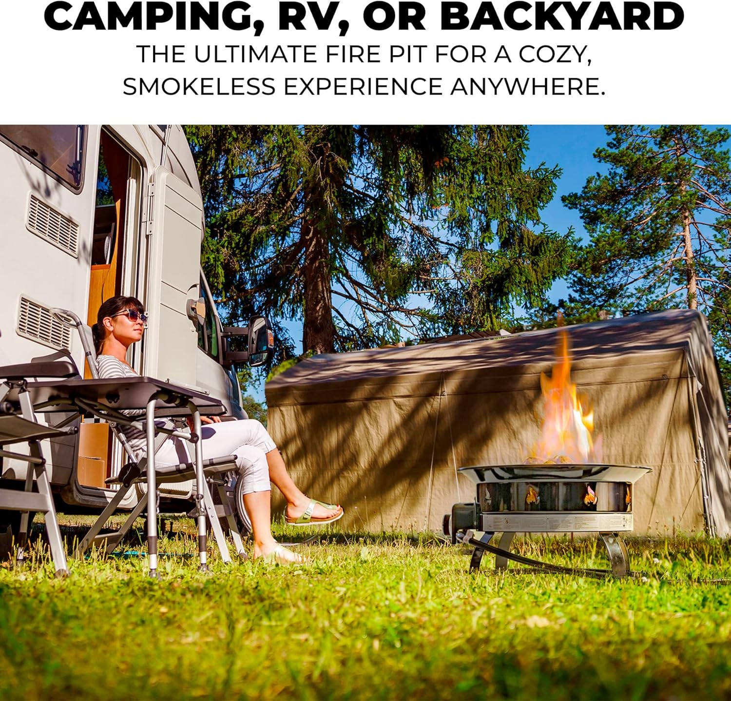 Outland Living Portable Propane Fire Pit, 19-inch, 58,000 BTU Smokeless Gas Firebowl | Perfect for Camping, Patio, Backyard, Tailgating, Deck, RV| Black 823 Standard