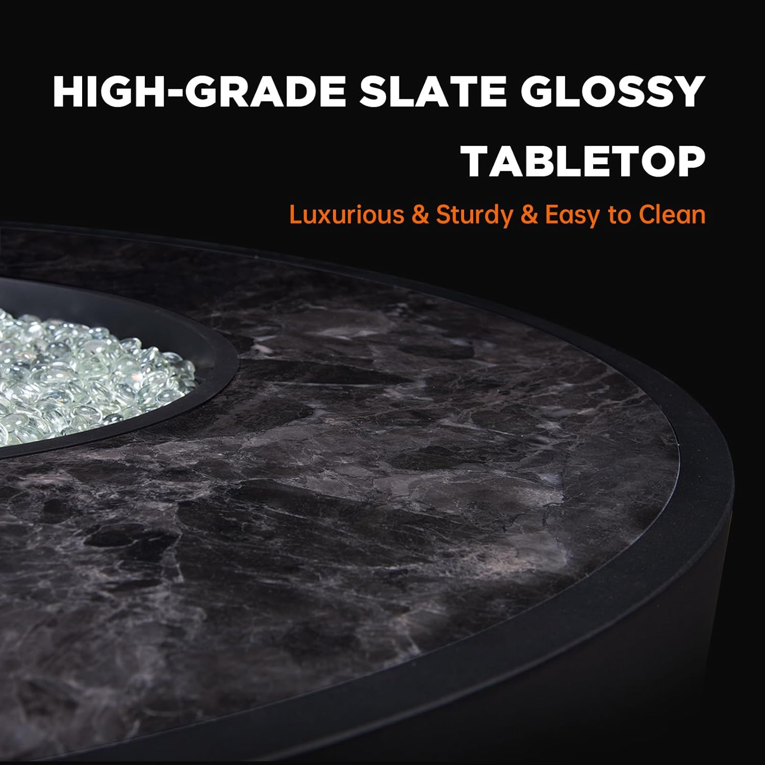 Propane Fire Pit Table, 42 inch 2 in 1 Gas Fire Pit Table 65,000 BTU Outdoor Round Firepit, Wind Guard for Garden, Deck, Backyard and Pool, Black