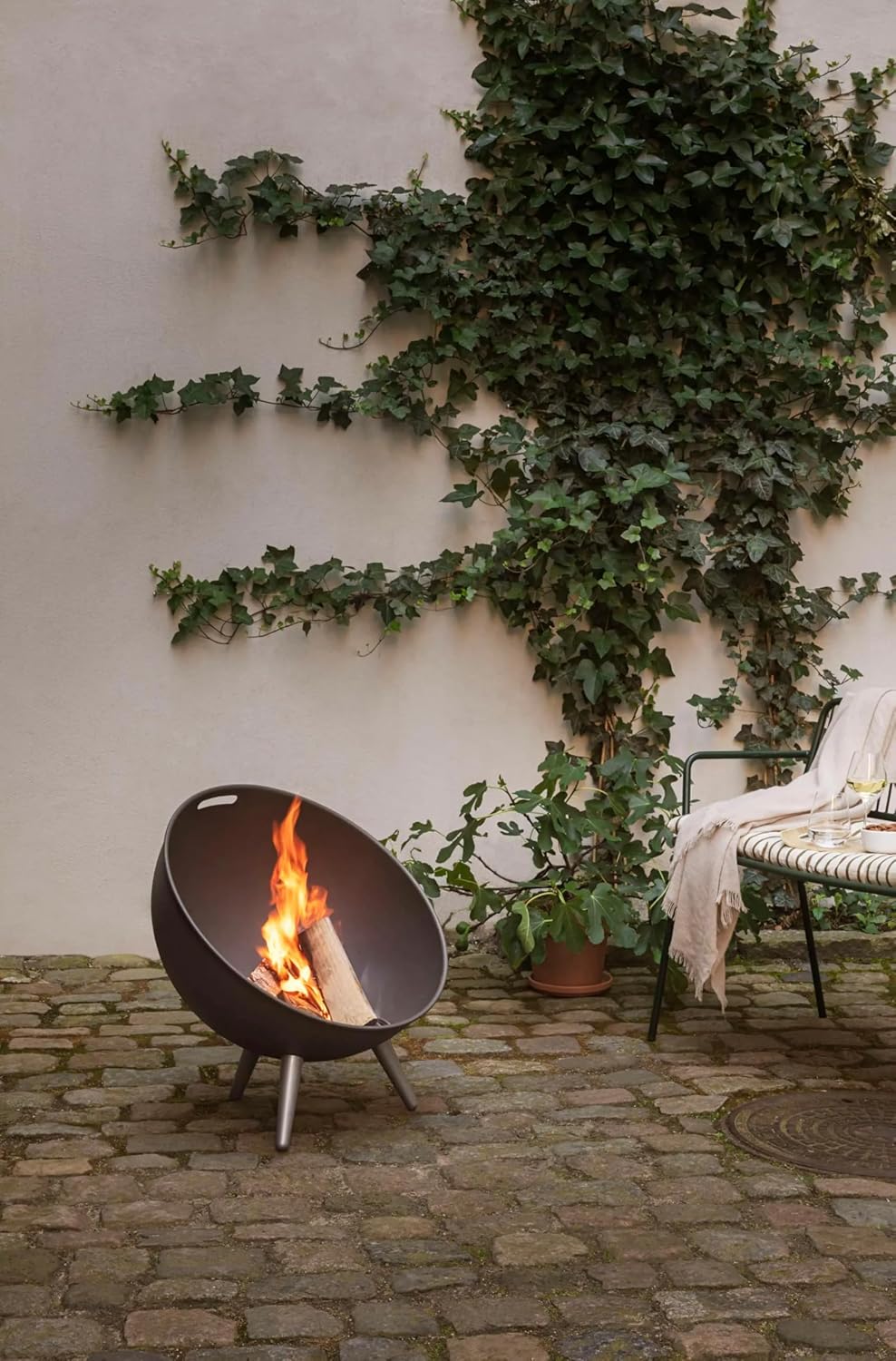 Eva Solo FireGlobe Outdoor Fire Pit | Garden or Patio Fireplace | Wood Burning Firepits | Danish Design & Functionality | Aluminium & Enamelled Steel