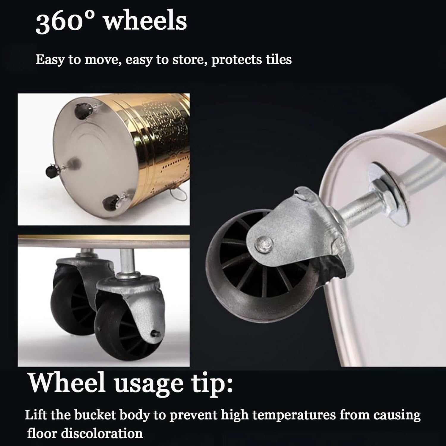 Stainless Steel Outdoor Smokeless Burn Barrel with Lid Garden Incinerator Burning Fire Bin Fire Pits with Wheels Burning Gold Barrel Burning Scripture Barrel for Paper Leaf Trash Indoor(Gold,10.2in)