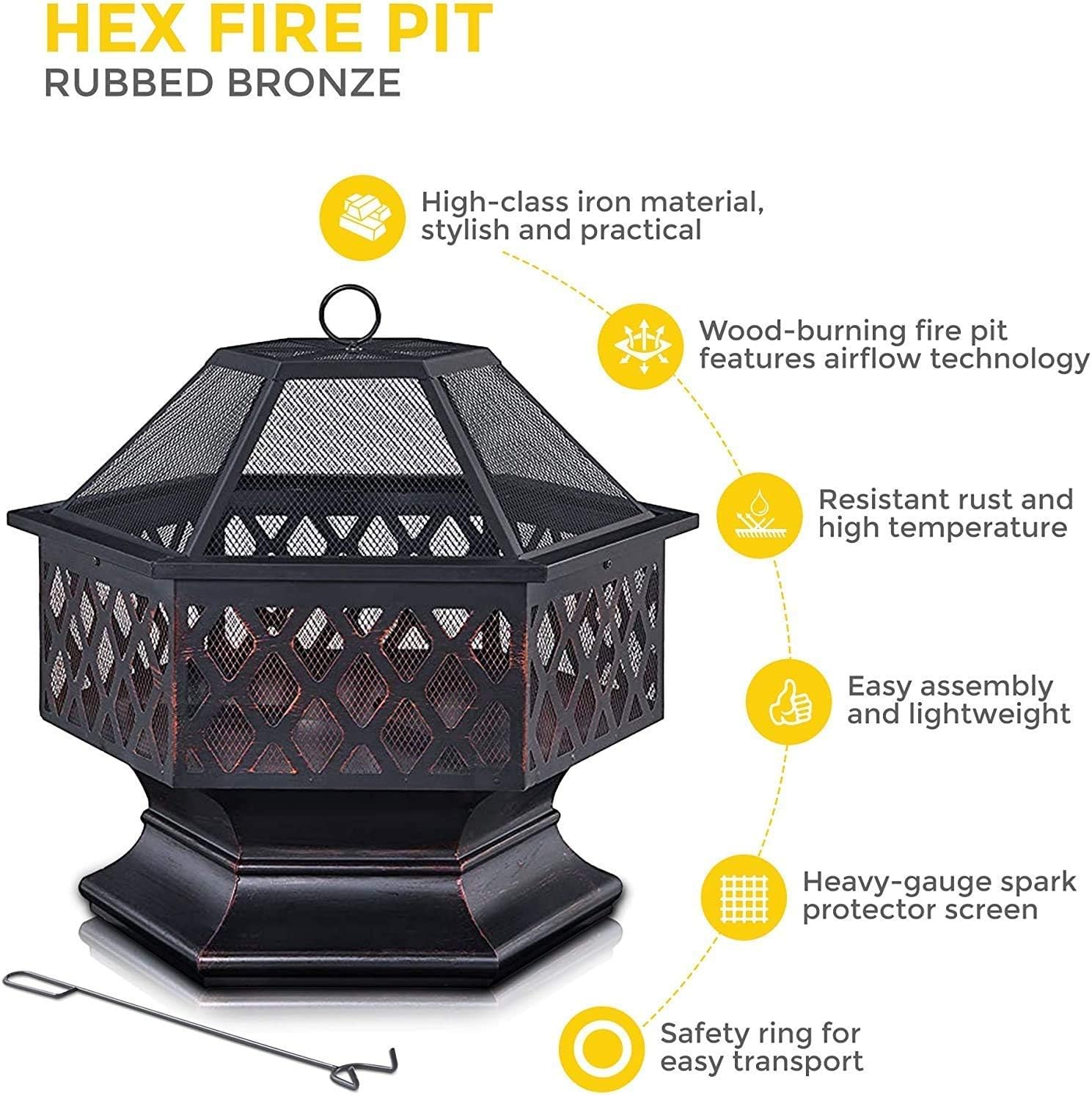 Large Retro Fire Pit,Black Cast Iron Brazier Heater,Multifunctional Camping Bowl BBQ,for Backyard,Camping,Picnic,Bonfire,Garden