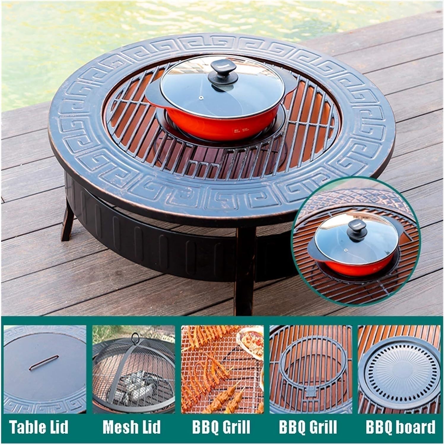 Outdoor Fire Pit Outdoor Wood Fire Pit Grill, Party BBQ with Cooking Grate, Backyard Patio Fire Pit (Color : Style 1) (Style 2)
