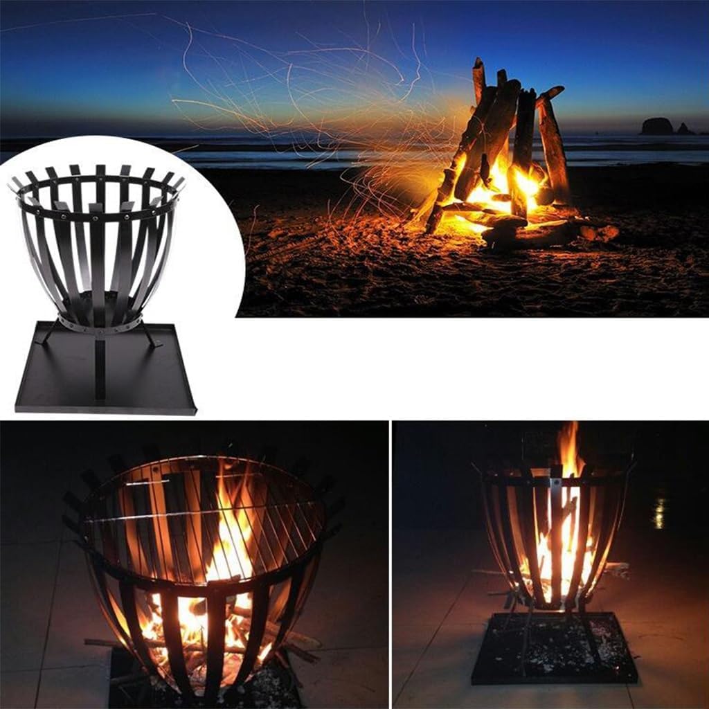 Campfire Stove with Chassis Firewood Stove, Outdoor Camping Party Large Wooden Campfire Stand Firewood Stove Charcoal Barbecue Grill