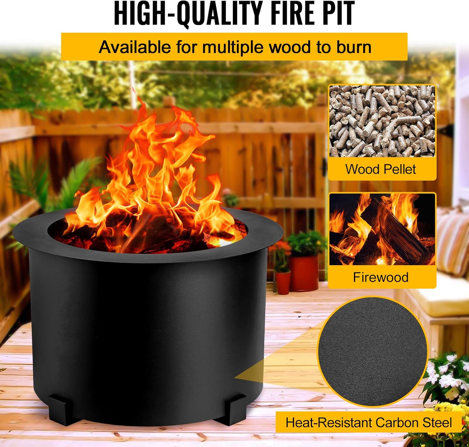 Smokeless Fire Pits Outdoor 21.5 Inch Carbon Steel Stove Bonfire Wood Burning Firepit for Picnic Camping Backyard