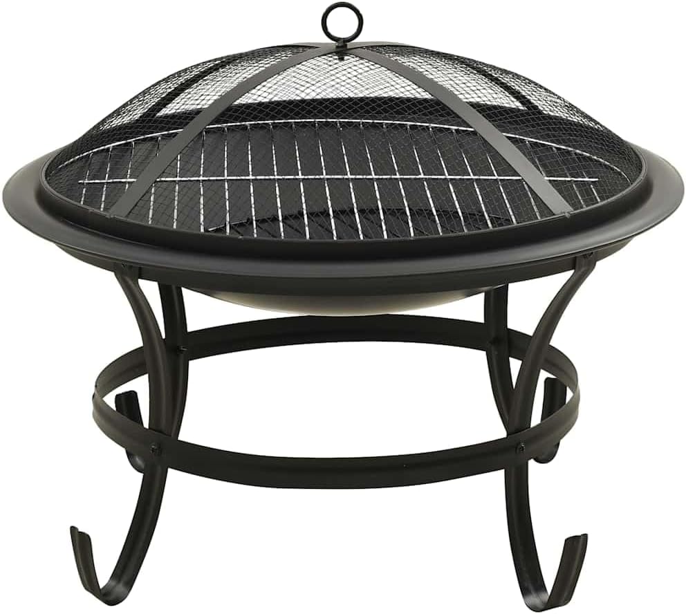 2-in-1 Fire Pit and BBQ with Poker Portable Steel Fire Pit with Cooking Grid for Outdoor Heating and Barbecue 22