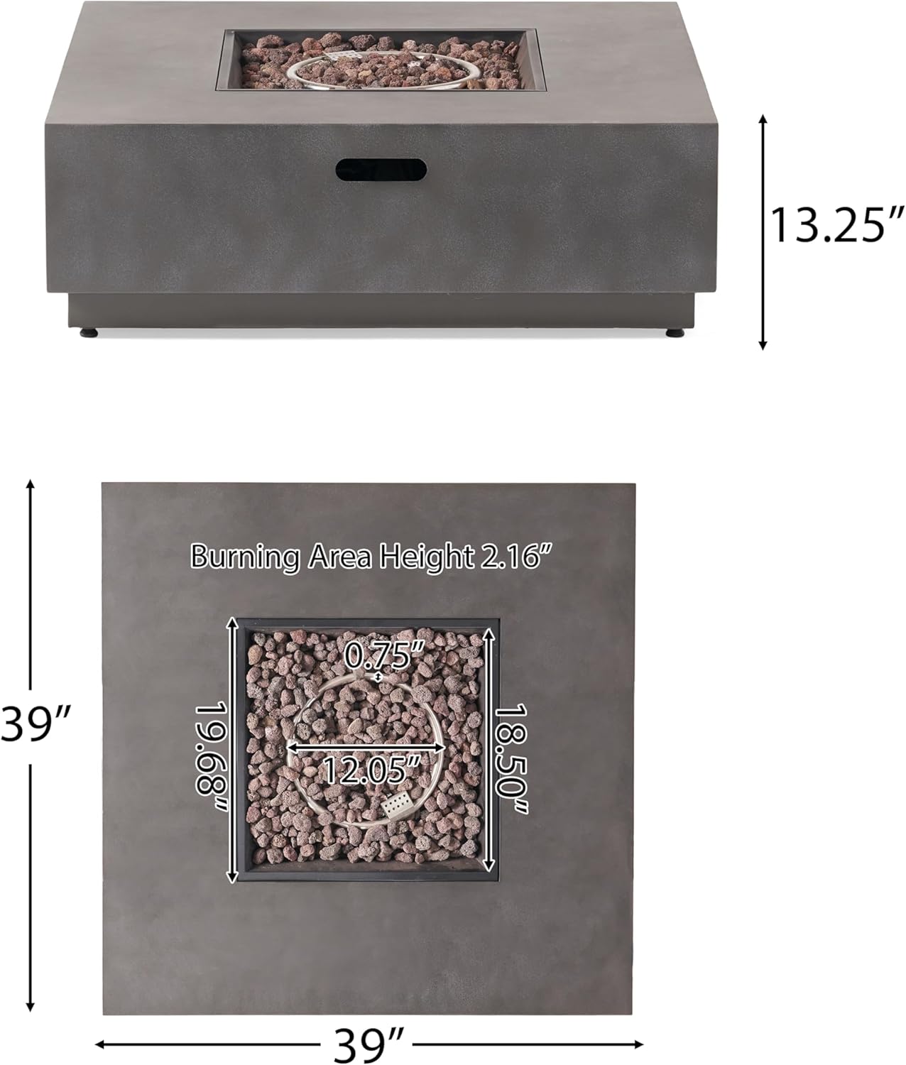 Square Iron FIRE Pit 50 000 BTU RD664