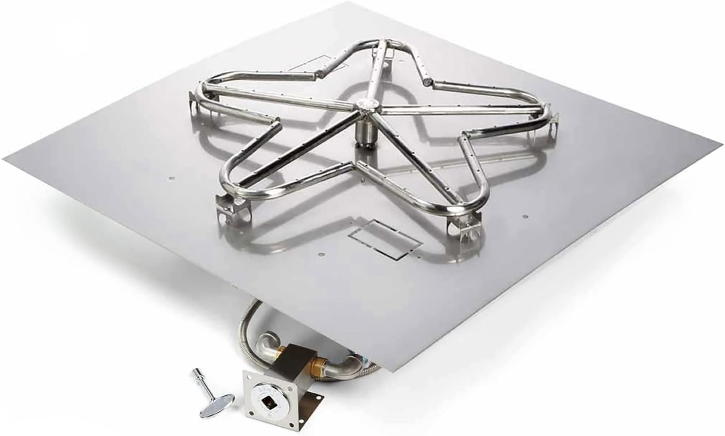 HPC Fire Match Light Fire Pit Burner Kit (MLFPK30SQ-FLEX-LP), 30x30-Inch Flat Pan, Propane Gas, UL Listed