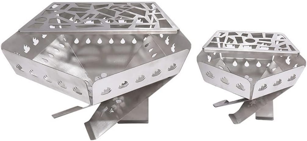Grills Outdoor Folding Wood Stove Multifunctional Stainless Steel Ultralight Hollow with Grill Outdoor Camping Picnic Bonfire Fire Pit (Size : XXX-Large) (XX)