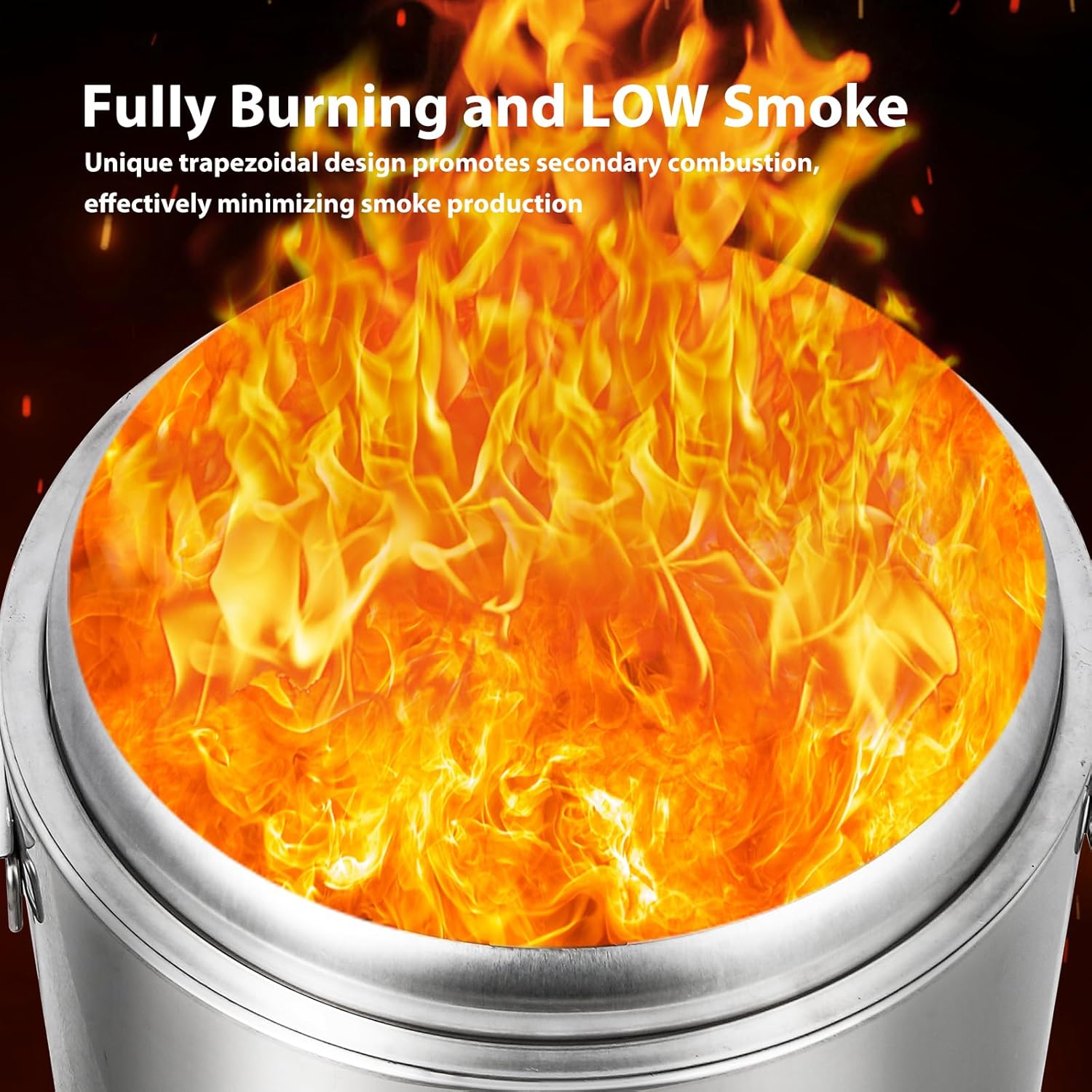 Smokeless Fire Pit, 27” Stainless Steel Outdoor Smokeless Firepit, Portable Smokeless Firepit for Outside Patio Camping