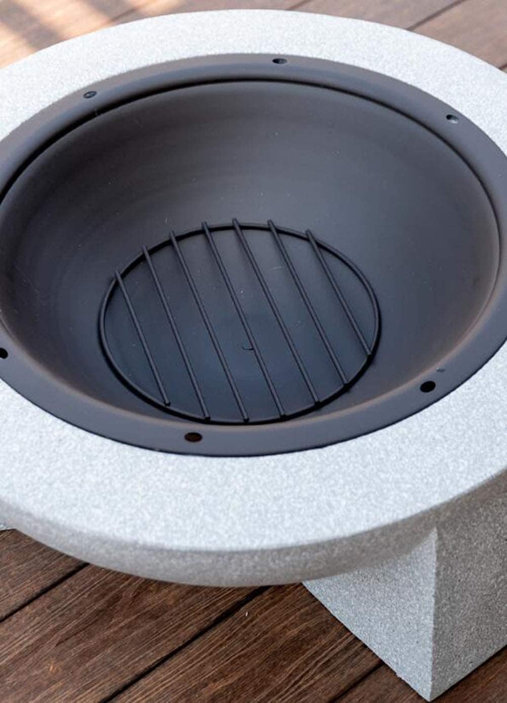 Small Firepit, Fire Bowl for Garden and Patio, Fire Pit with BBQ Grill Shelf Includes Grill Grate for Use as a BBQ Pit, Fire Bowl Out of Steel with an Edging of Artificial Stone 75 40cm