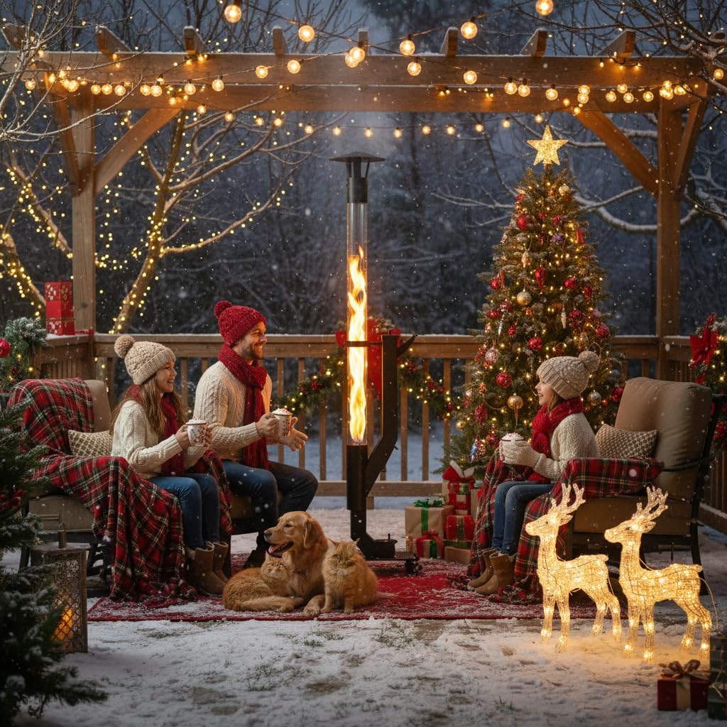 yoyomax Wood Pellet Patio Heater, Outdoor Pellet Heater, Portable Wood Pellet Fire Pit with Ash Tray Patio Rocket Stove for Backyard Camping Garden Balcony, PH08PRO