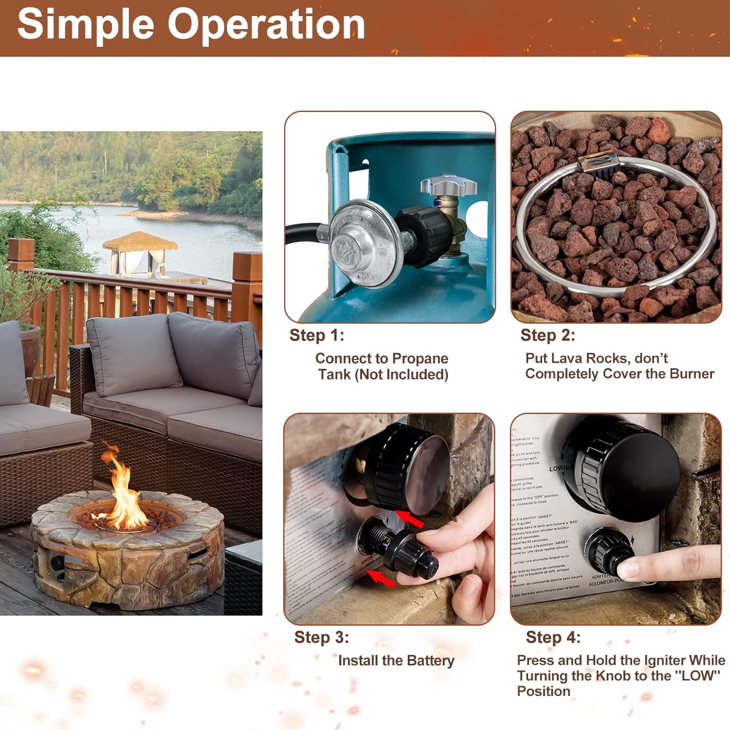 Outdoor Propane Fire Pit, 28