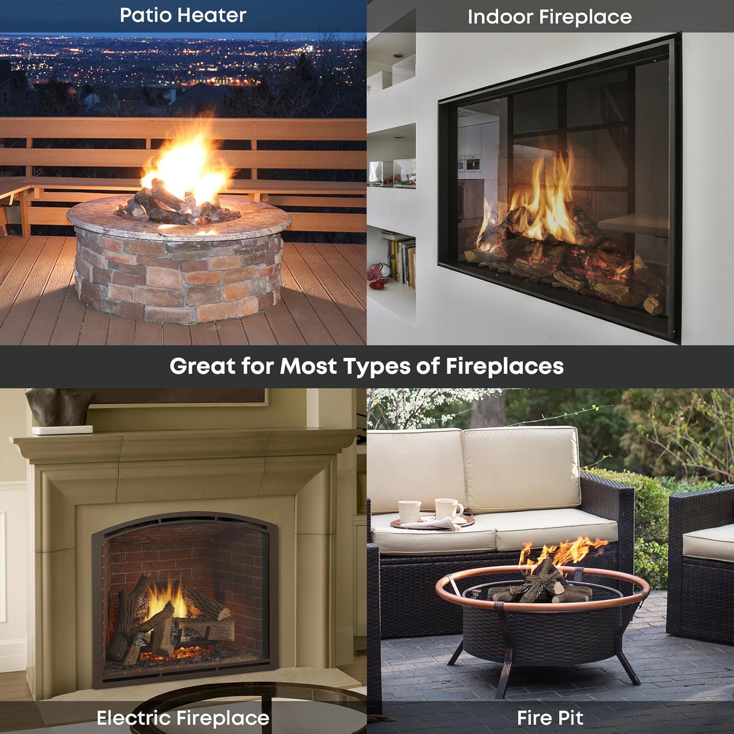 Stanbroil Extra Large Ceramic Gas Logs, 6 Piece Set of Decoration Ceramic Wood Logs for All Types of Ventless, Gel, Ethanol, Electric, Gas Inserts, Propane, Indoor or Outdoor Fireplaces & Fire Pits