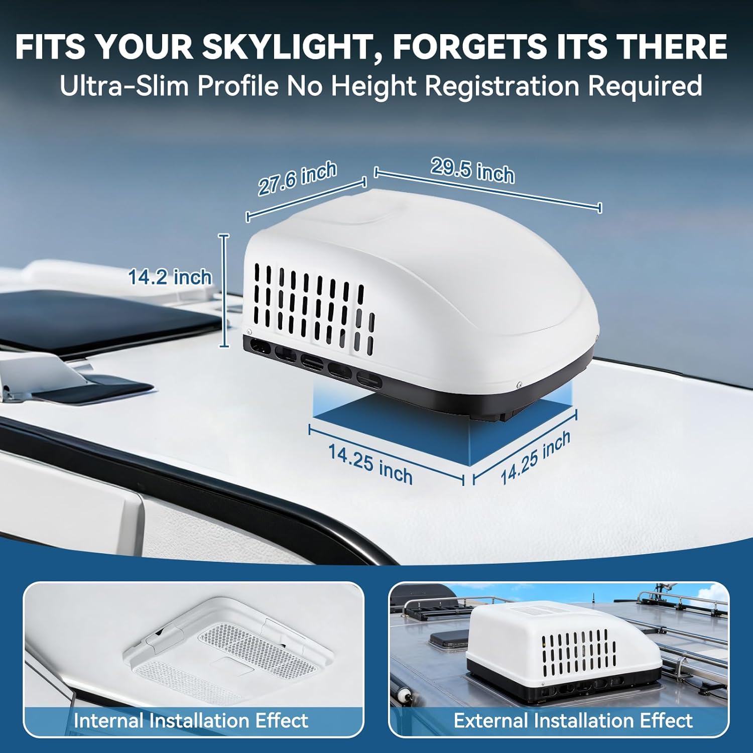 Rooftop RV Air Conditioner with Heat, 15000 BTU Cooling & Heating, 52 dB Ultra Quiet, Non-Ducted Easy Install for Camper Trailer Motorhome RVs Food Trucks, 115V, Scroll compressor